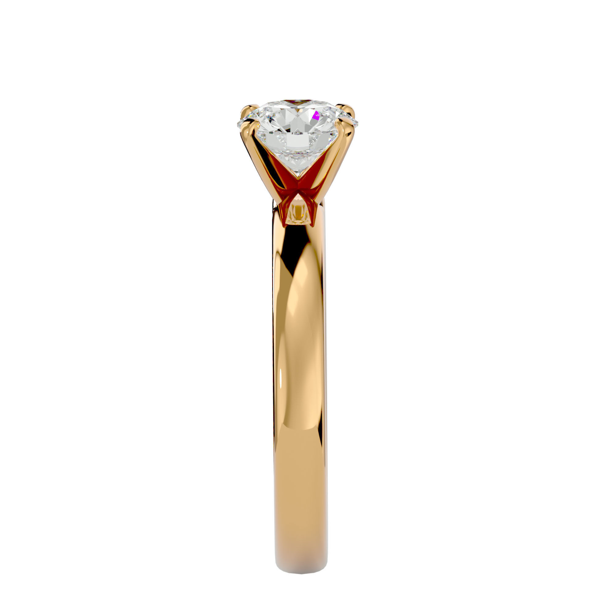 Single Round diamond Women solitaire ring with 360 View 3D print model_8