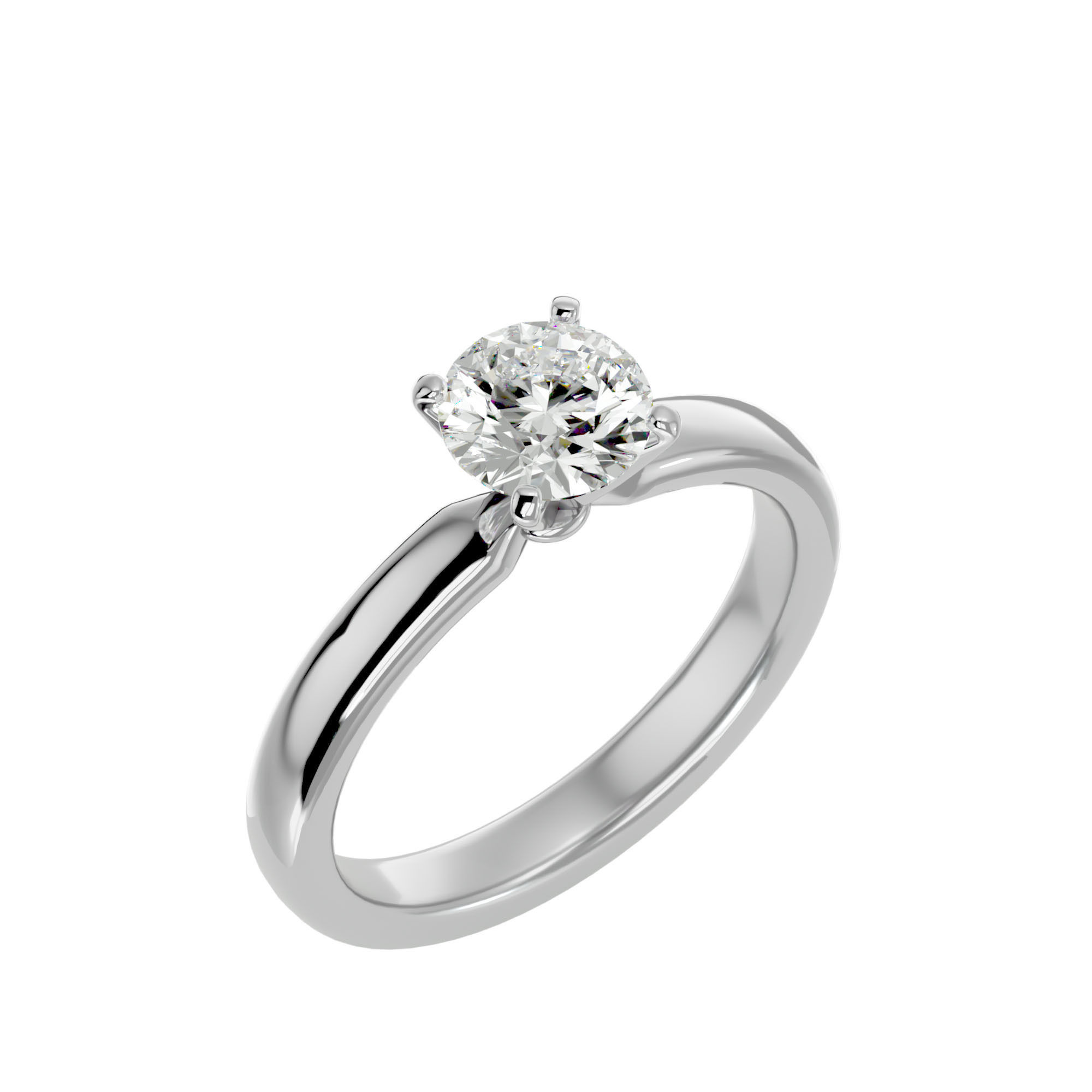 Single Round diamond Women solitaire ring with 360 View 3D print model_11