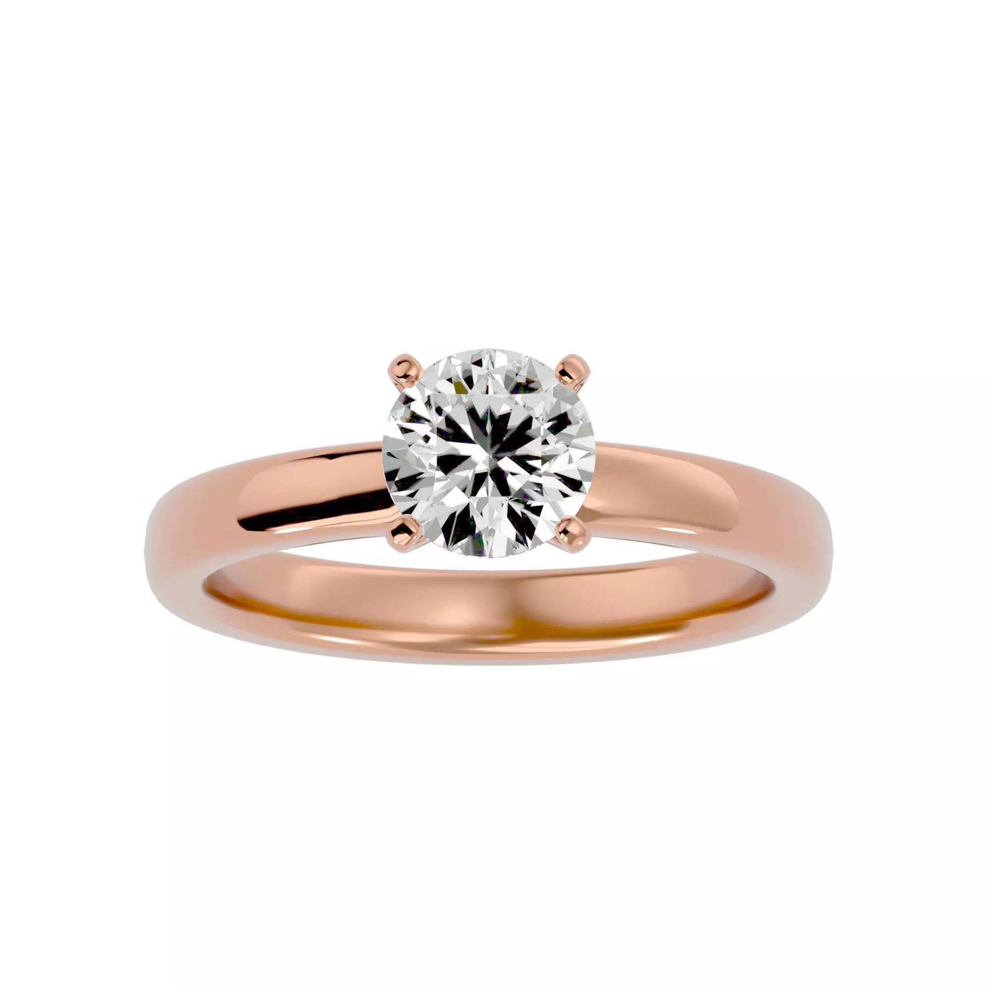 Single Round diamond Women solitaire ring with 360 View 3D print model_0
