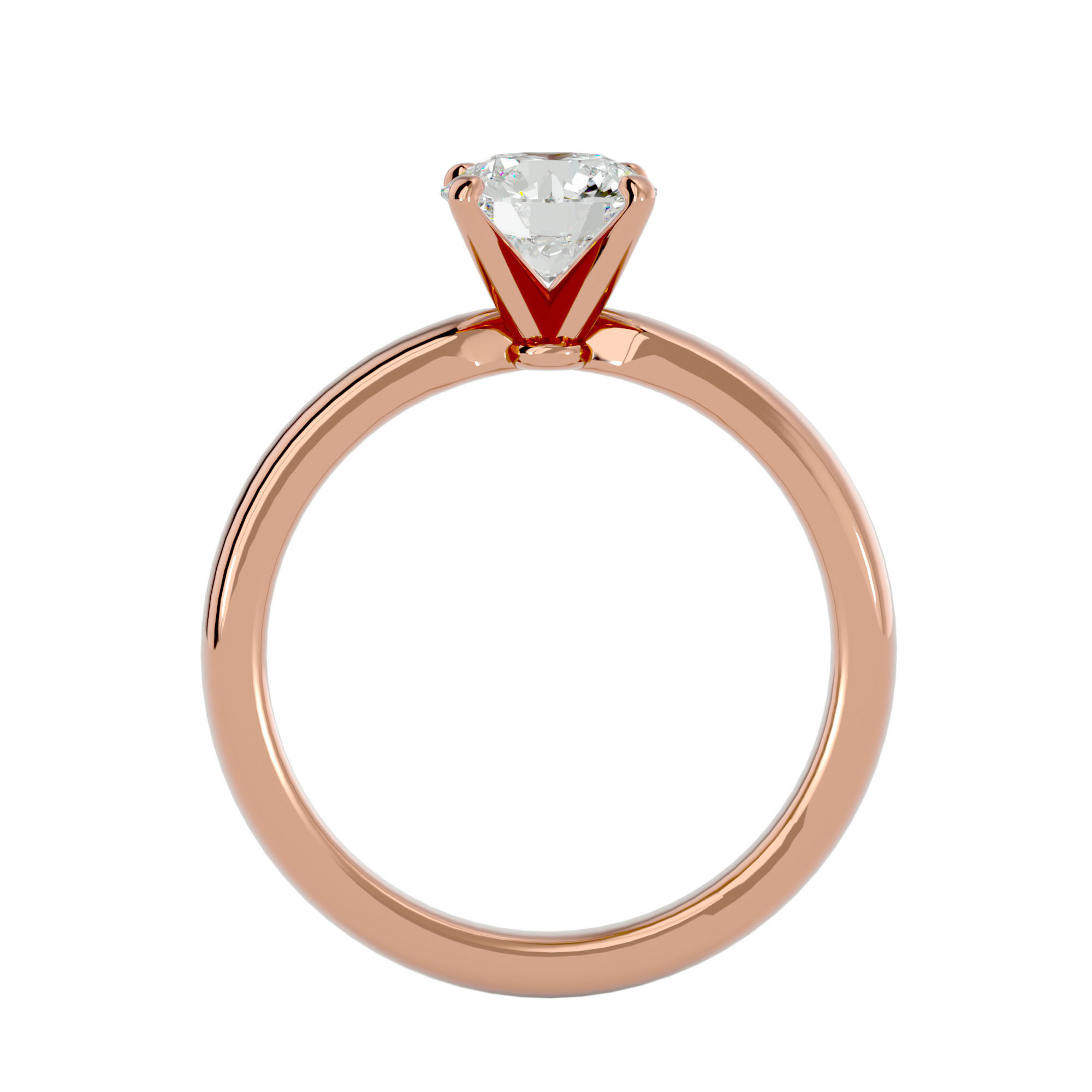 Single Round diamond Women solitaire ring with 360 View 3D print model_7