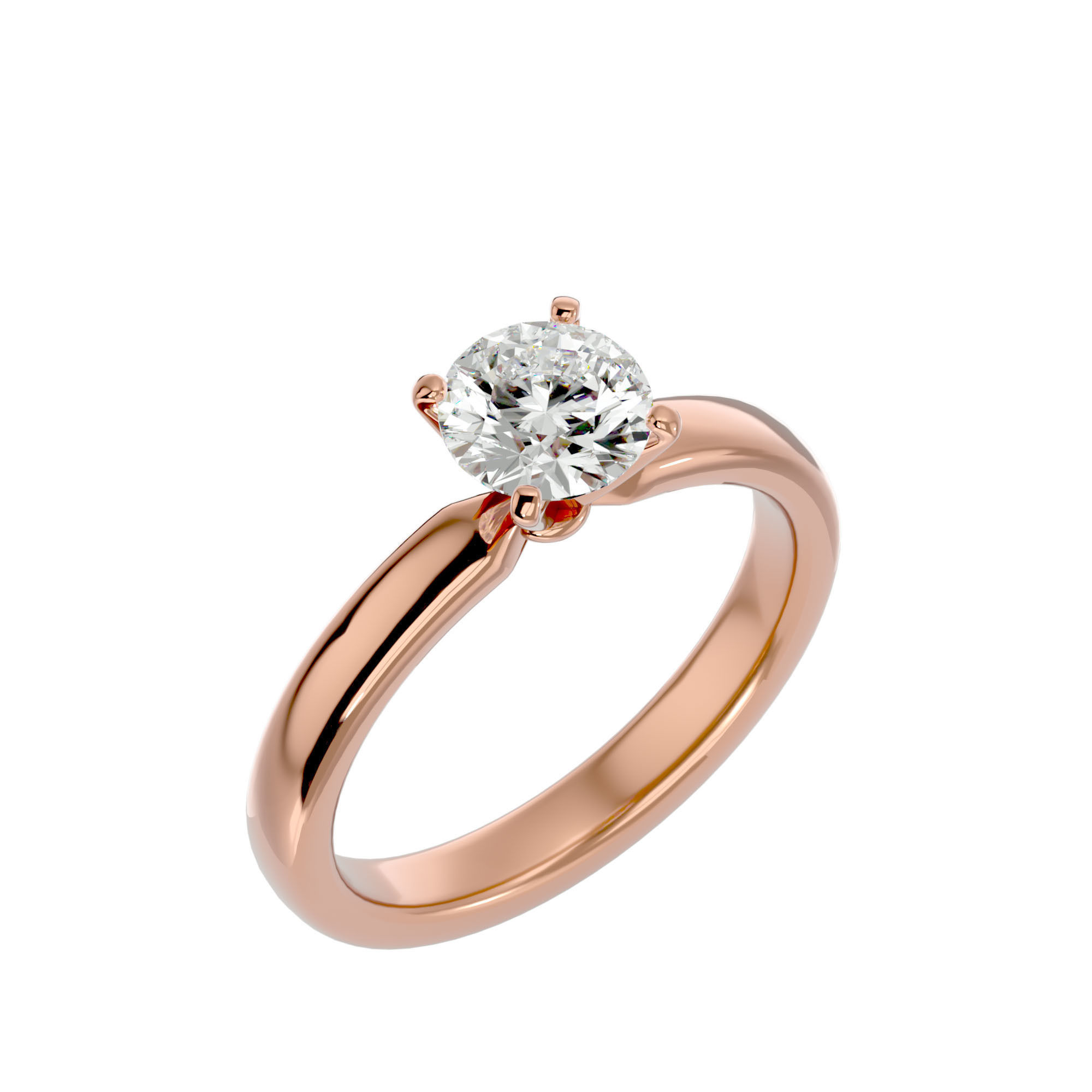 Single Round diamond Women solitaire ring with 360 View 3D print model_13