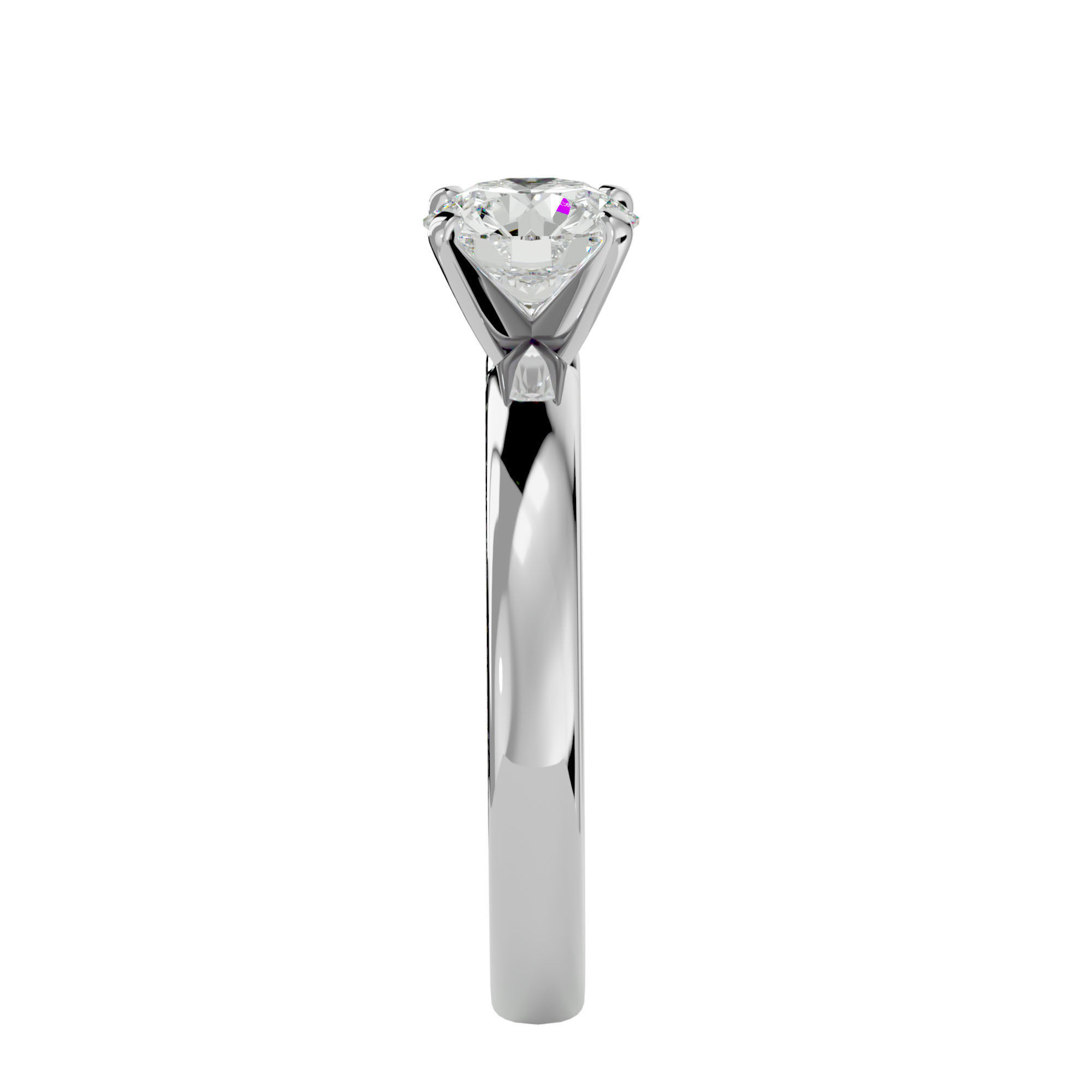 Single Round diamond Women solitaire ring with 360 View 3D print model_10