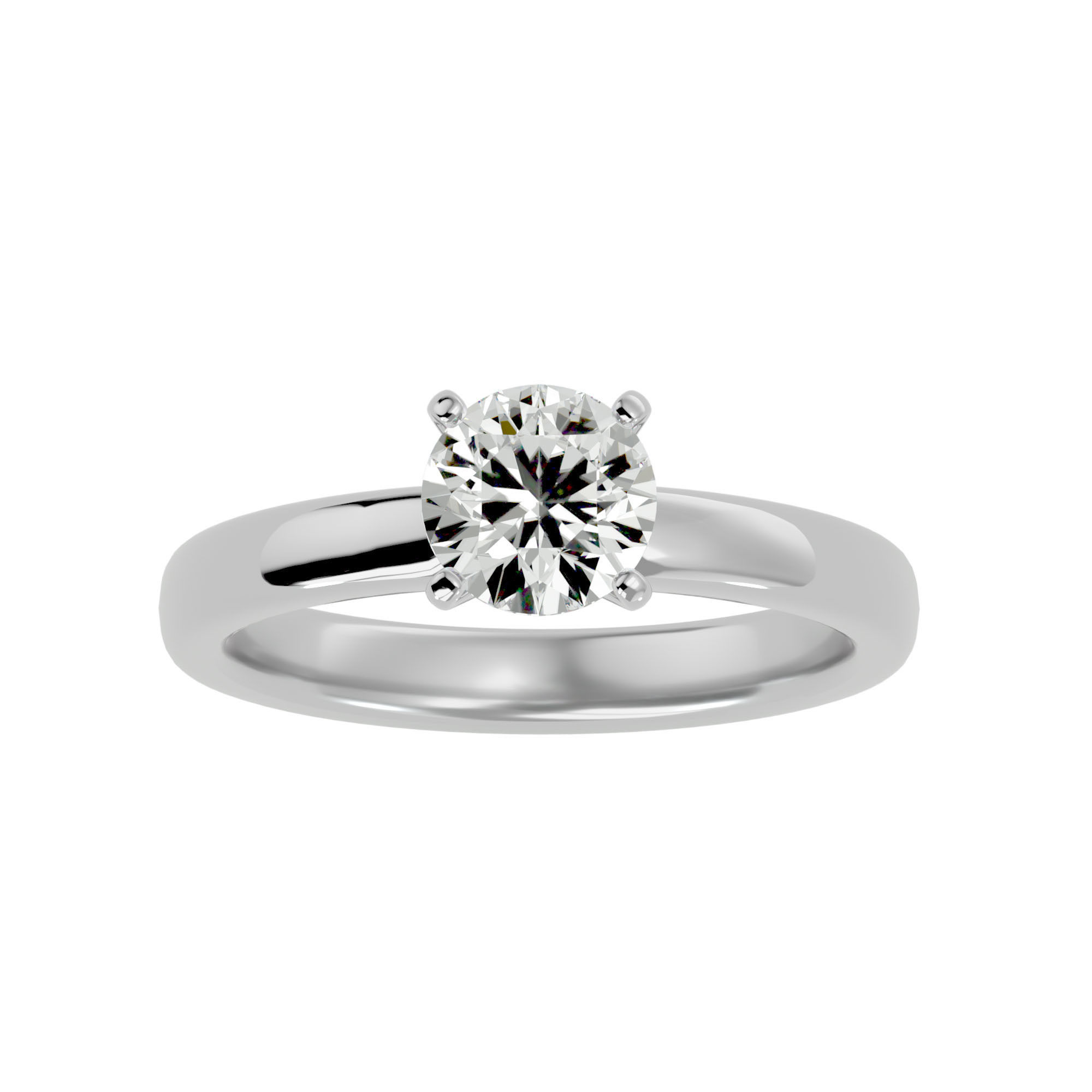 Single Round diamond Women solitaire ring with 360 View 3D print model_3