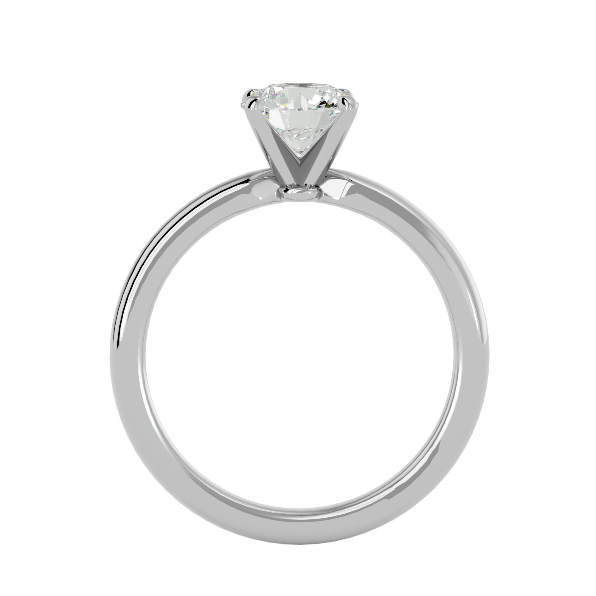 Single Round diamond Women solitaire ring with 360 View 3D print model_4