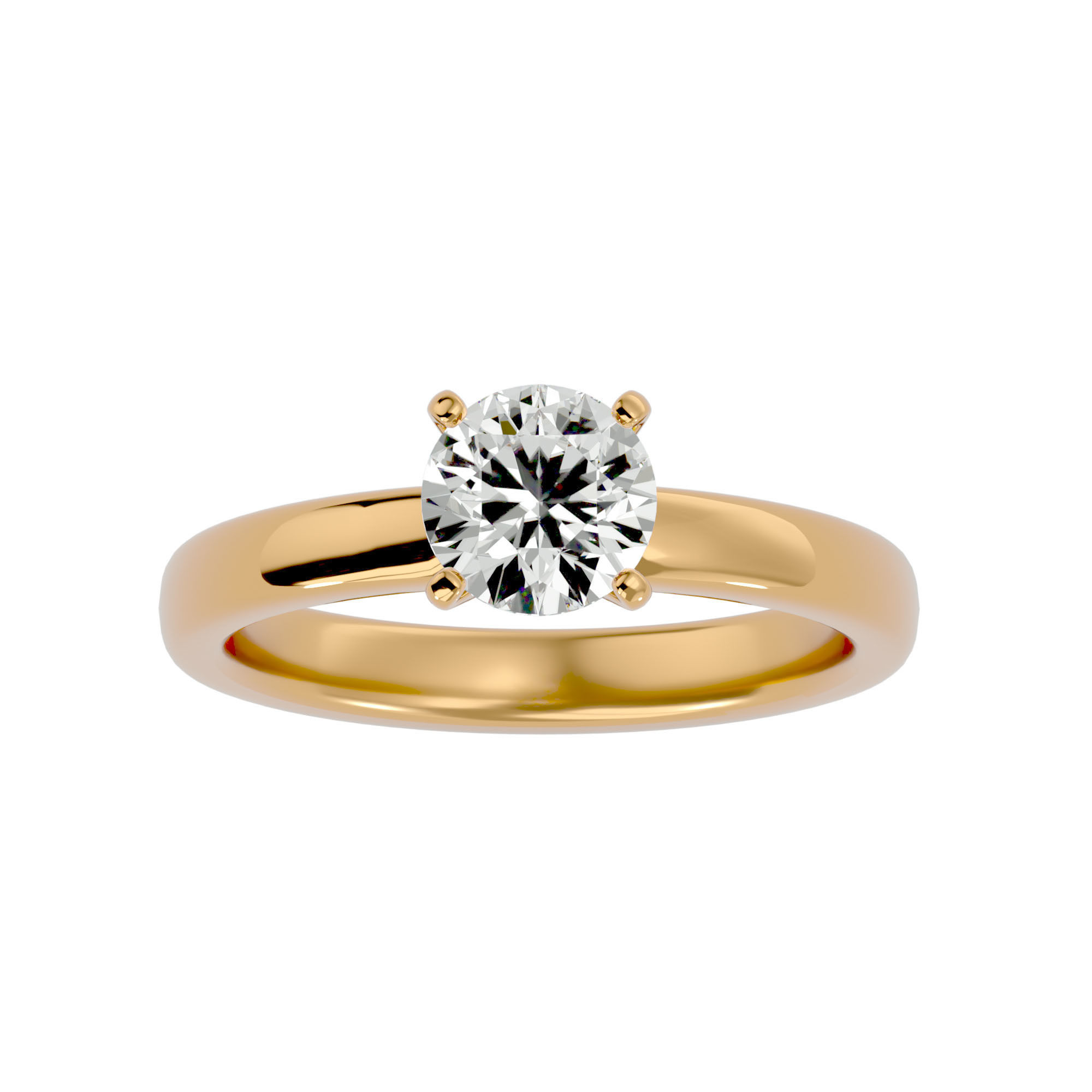 Single Round diamond Women solitaire ring with 360 View 3D print model_2