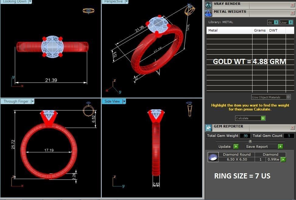 Single Round diamond Women solitaire ring with 360 View 3D print model_6