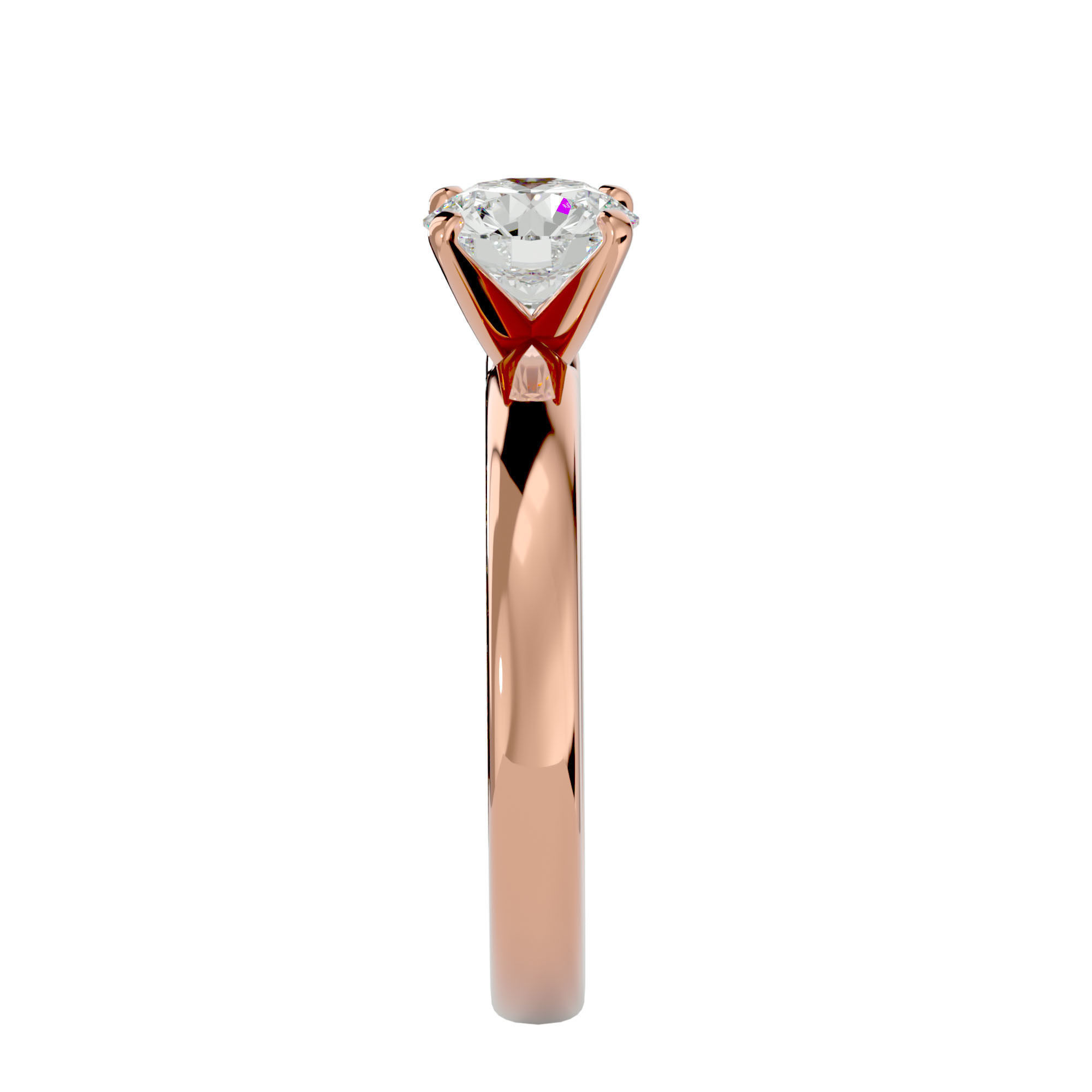 Single Round diamond Women solitaire ring with 360 View 3D print model_9