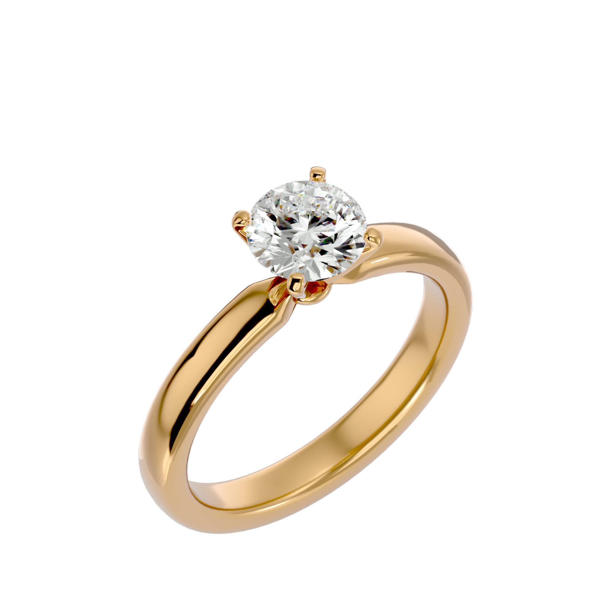 Single Round diamond Women solitaire ring with 360 View 3D print model_12