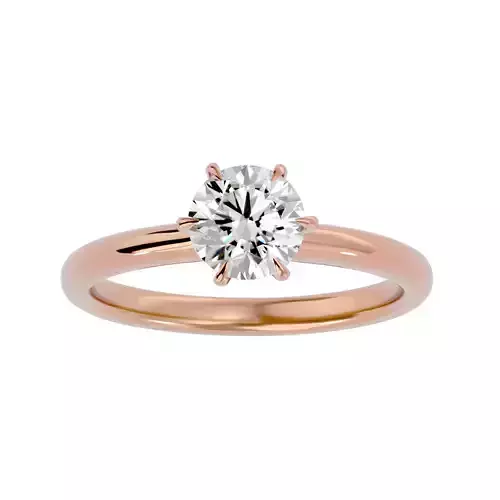 Single Round diamond Women solitaire ring with 360 View 3D print model