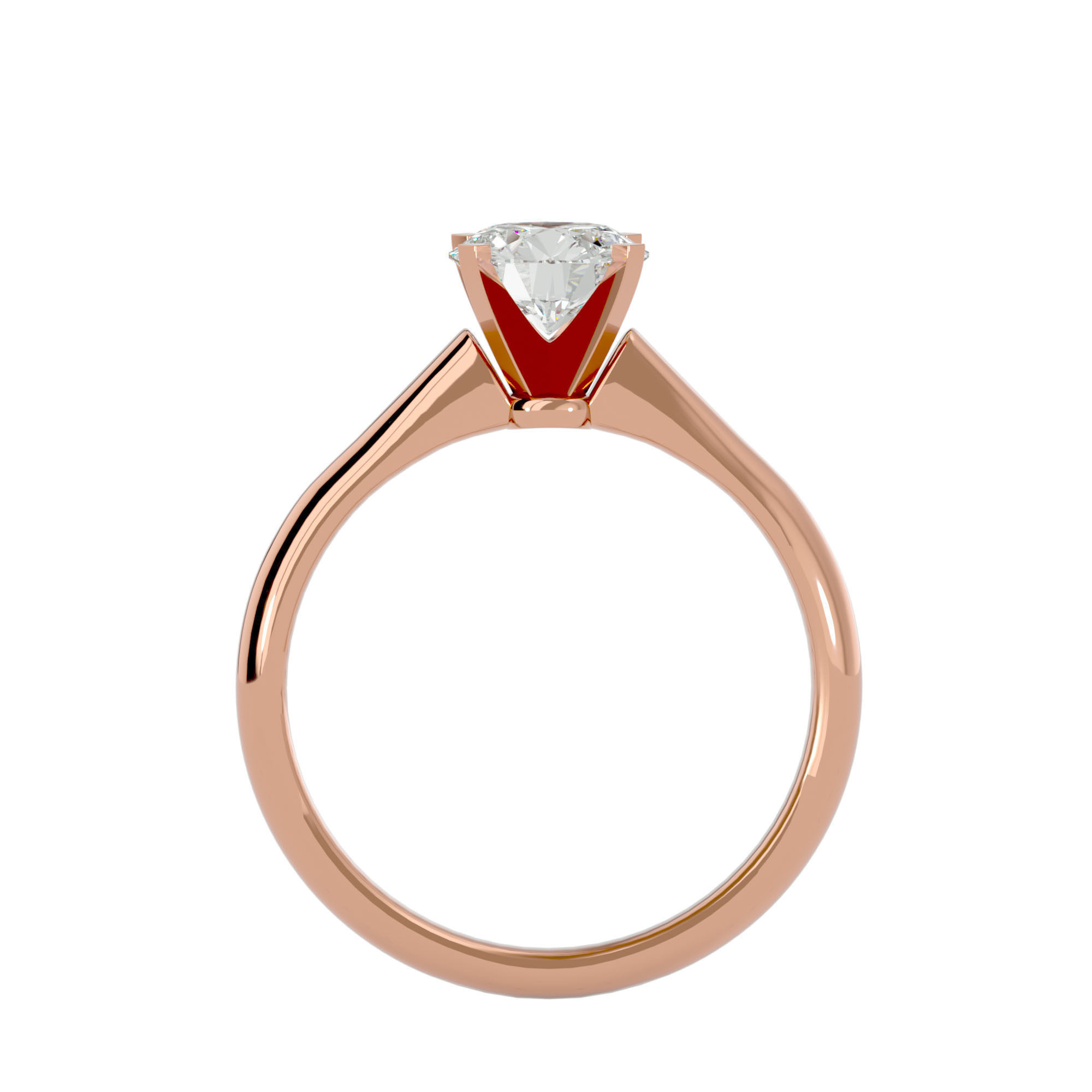 Single Round diamond Women solitaire ring with 360 View 3D print model_6