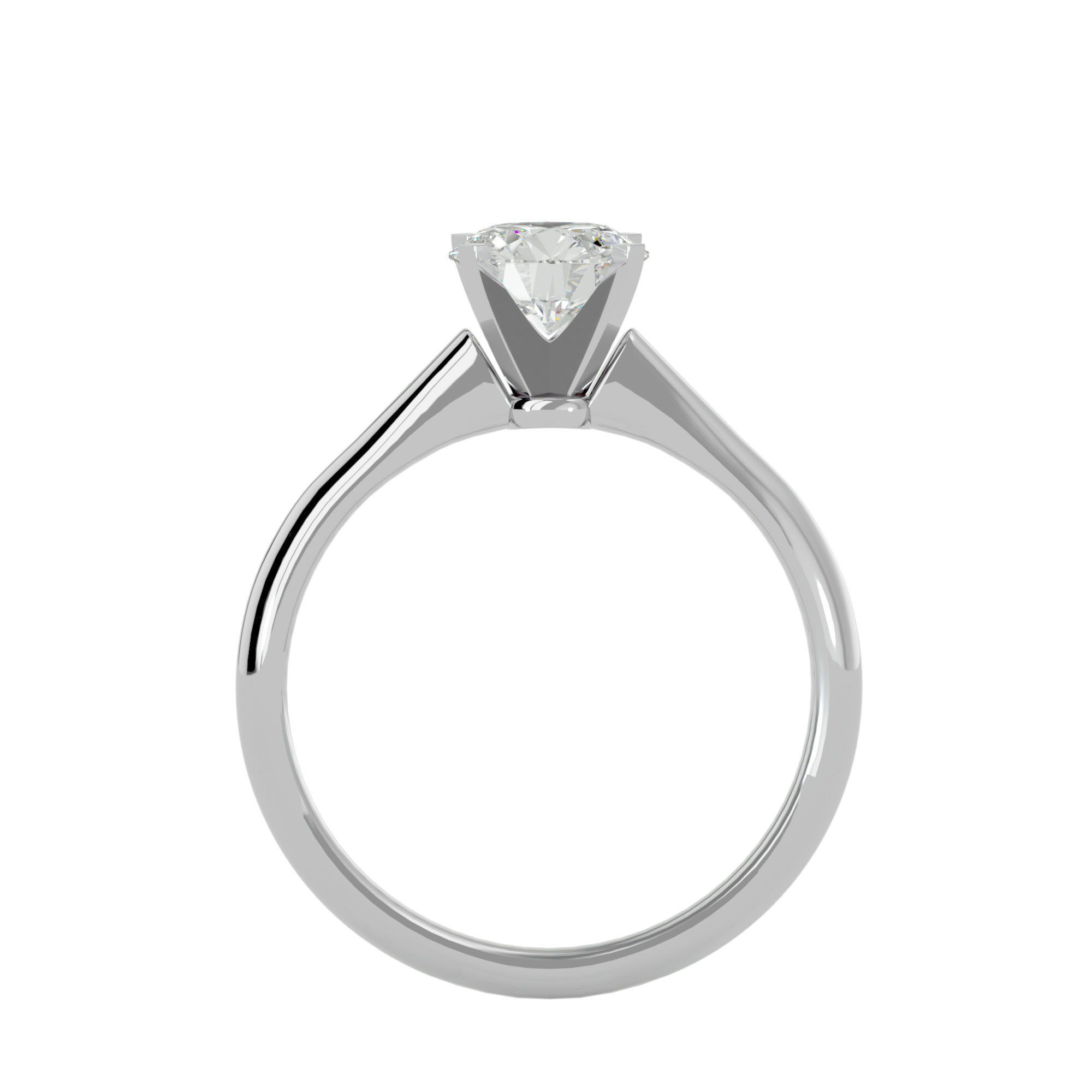 Single Round diamond Women solitaire ring with 360 View 3D print model_4