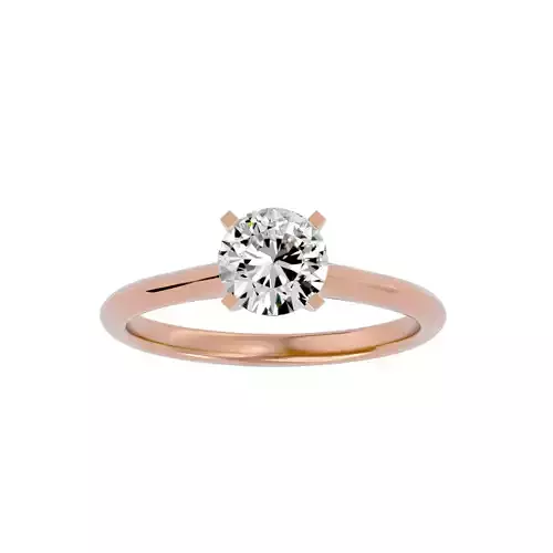 Single Round diamond Women solitaire ring with 360 View 3D print model