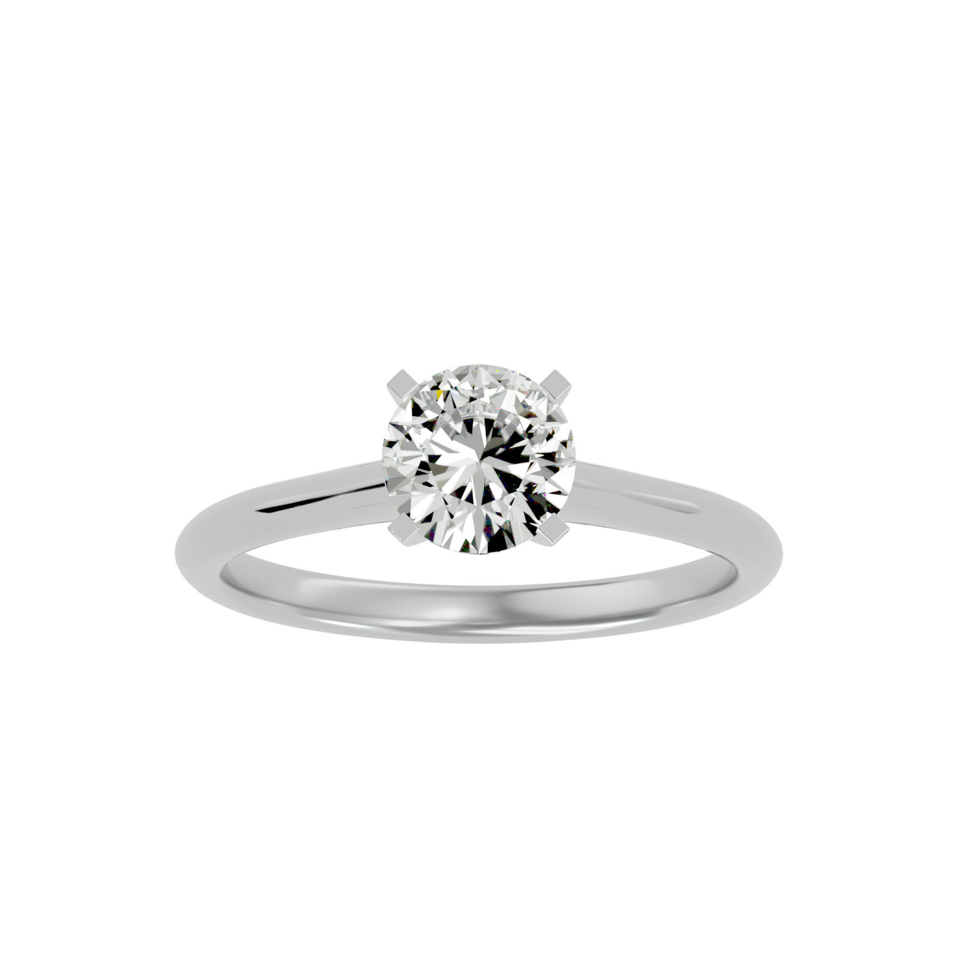 Single Round diamond Women solitaire ring with 360 View 3D print model_3