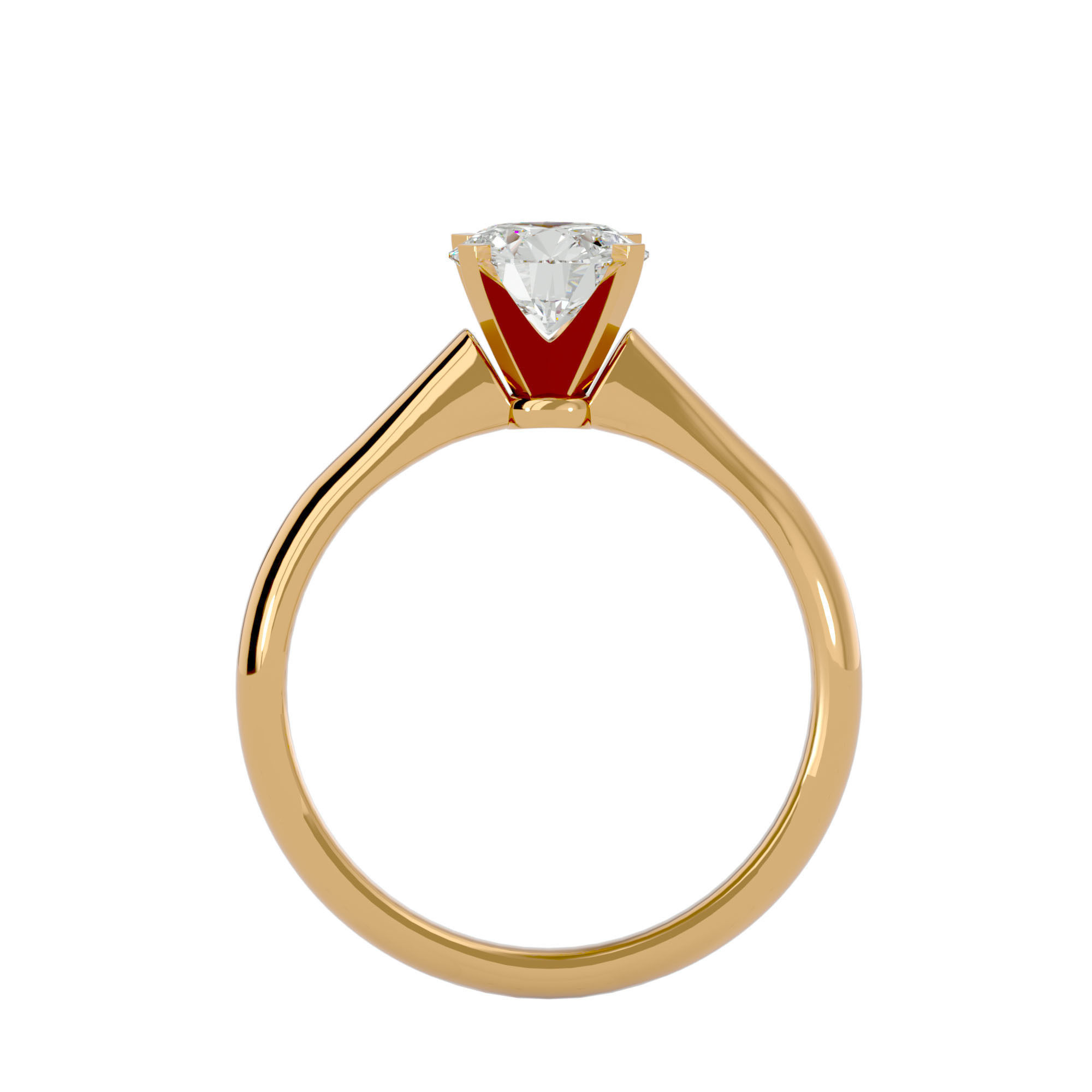 Single Round diamond Women solitaire ring with 360 View 3D print model_5