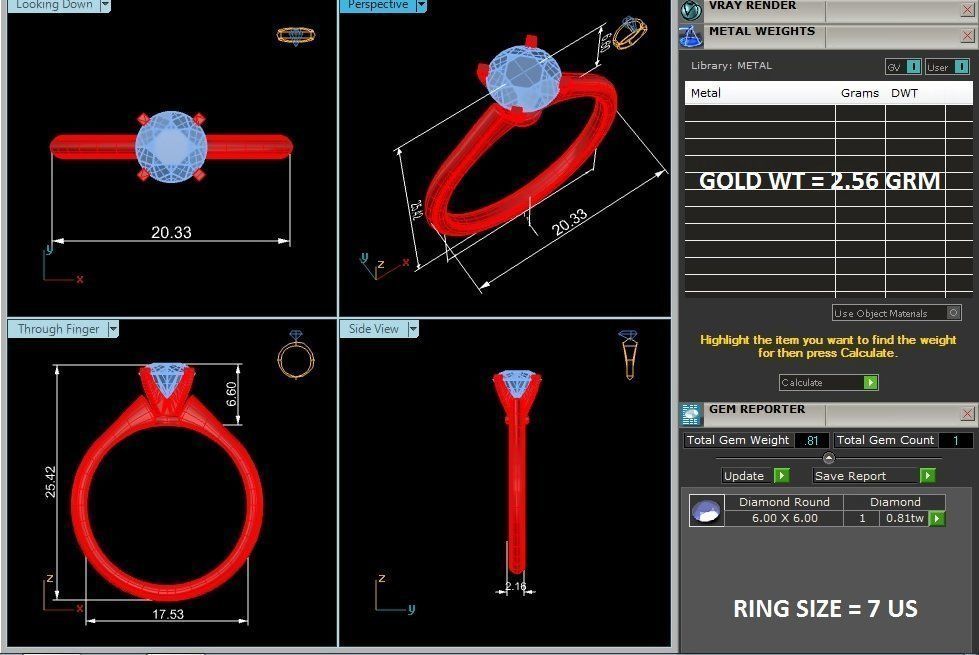 Single Round diamond Women solitaire ring with 360 View 3D print model_13