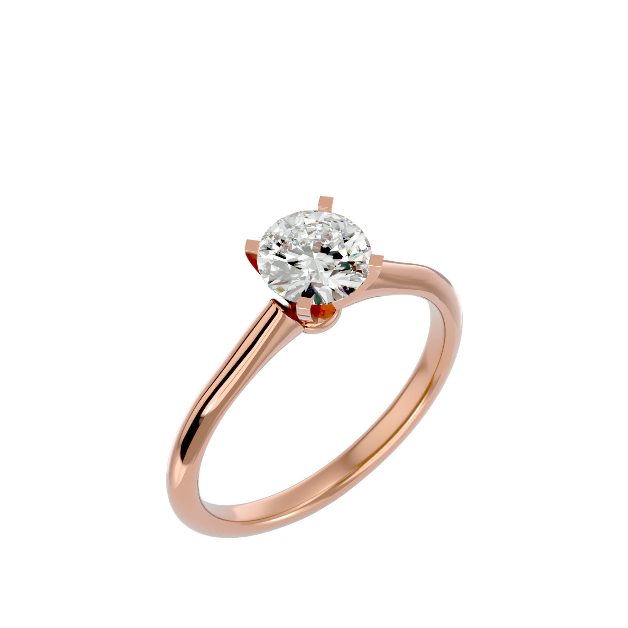 Single Round diamond Women solitaire ring with 360 View 3D print model_12
