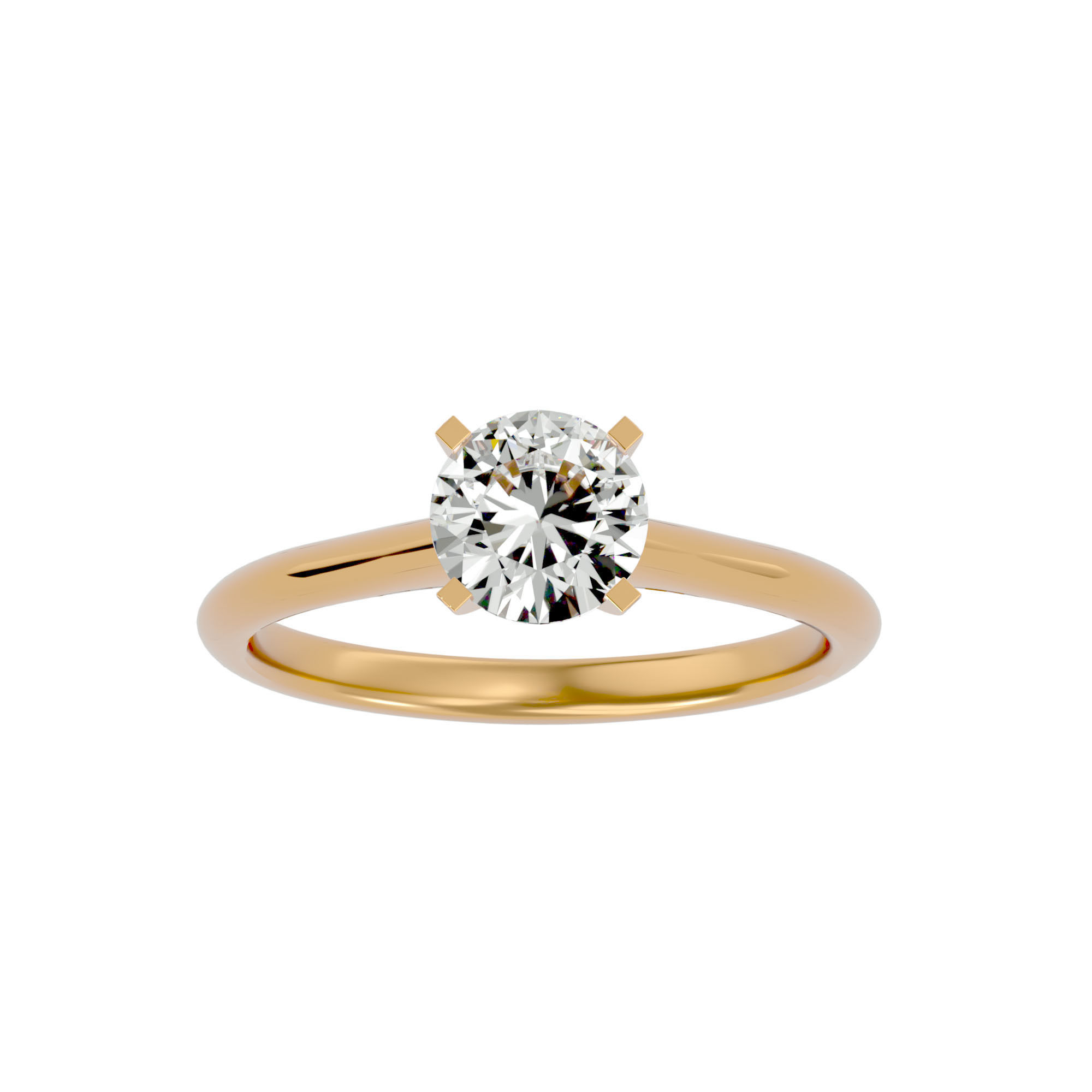 Single Round diamond Women solitaire ring with 360 View 3D print model_2