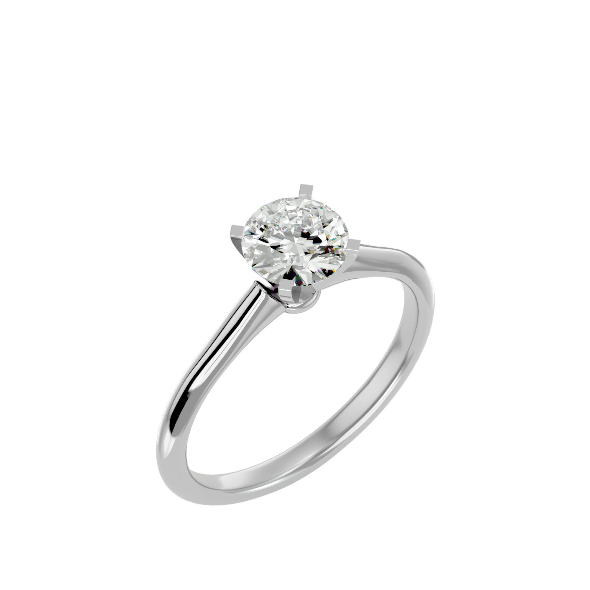 Single Round diamond Women solitaire ring with 360 View 3D print model_10
