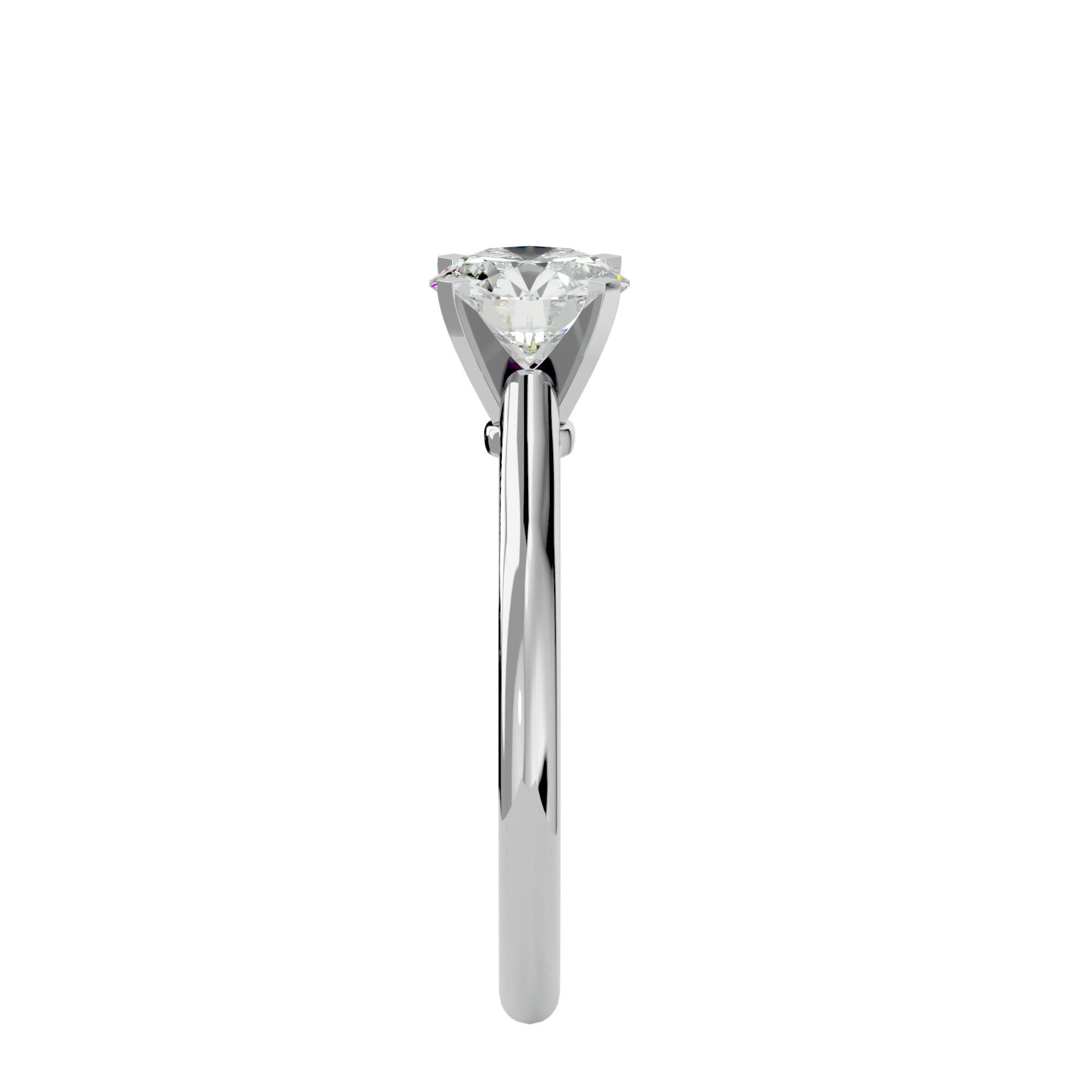 Single Round diamond Women solitaire ring with 360 View 3D print model_9