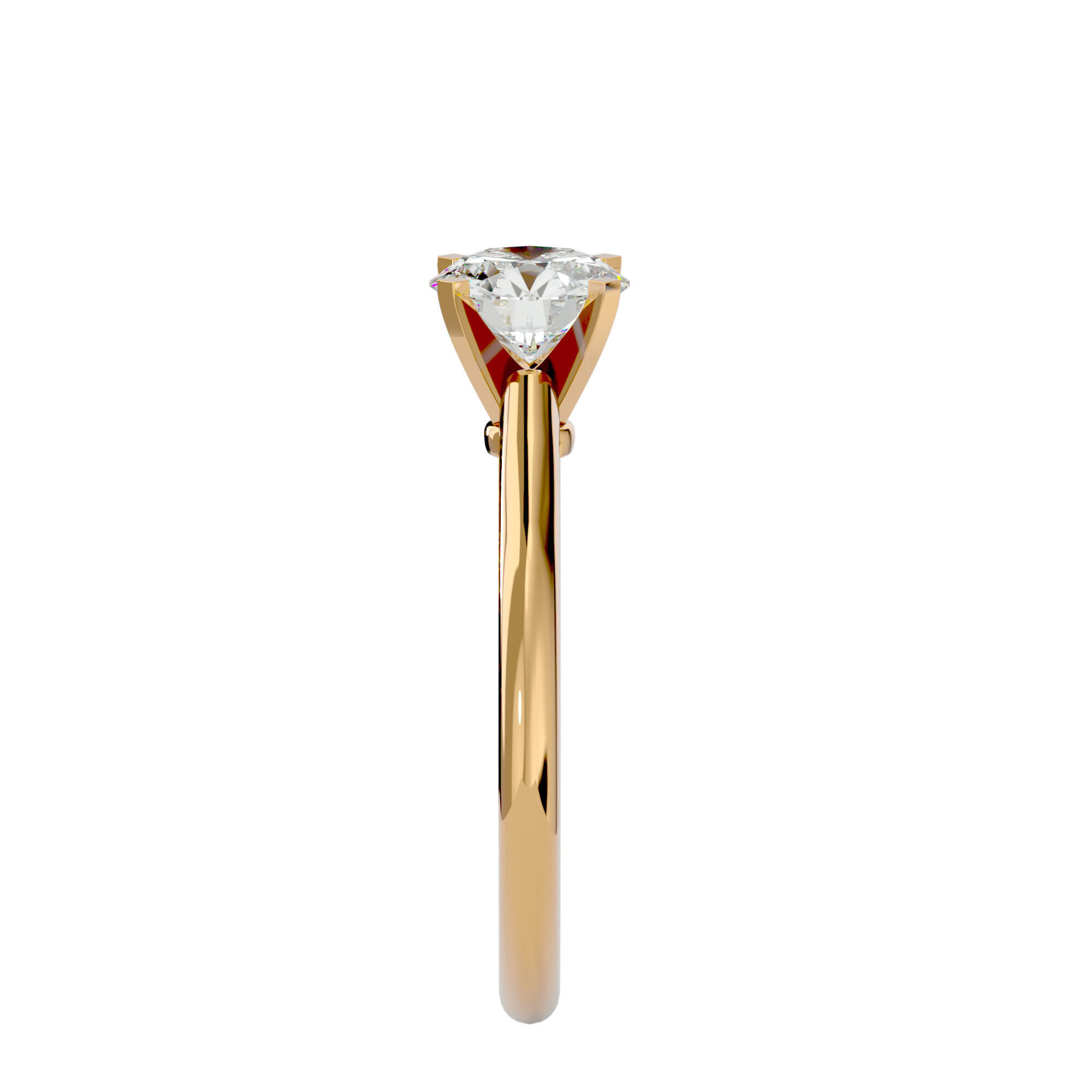 Single Round diamond Women solitaire ring with 360 View 3D print model_7