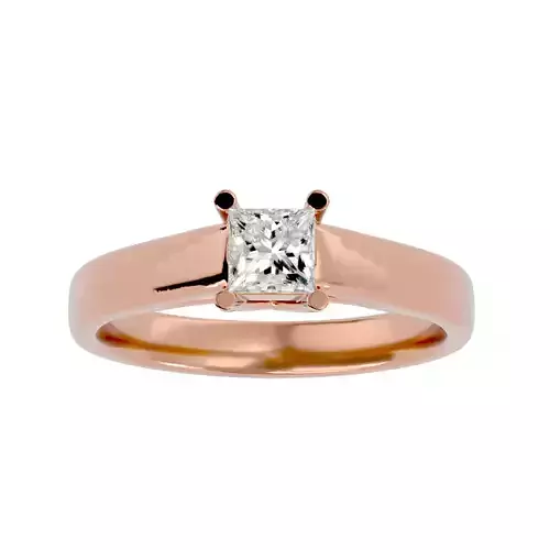 Single Princess diamond Women solitaire ring with 360 View 3D print model