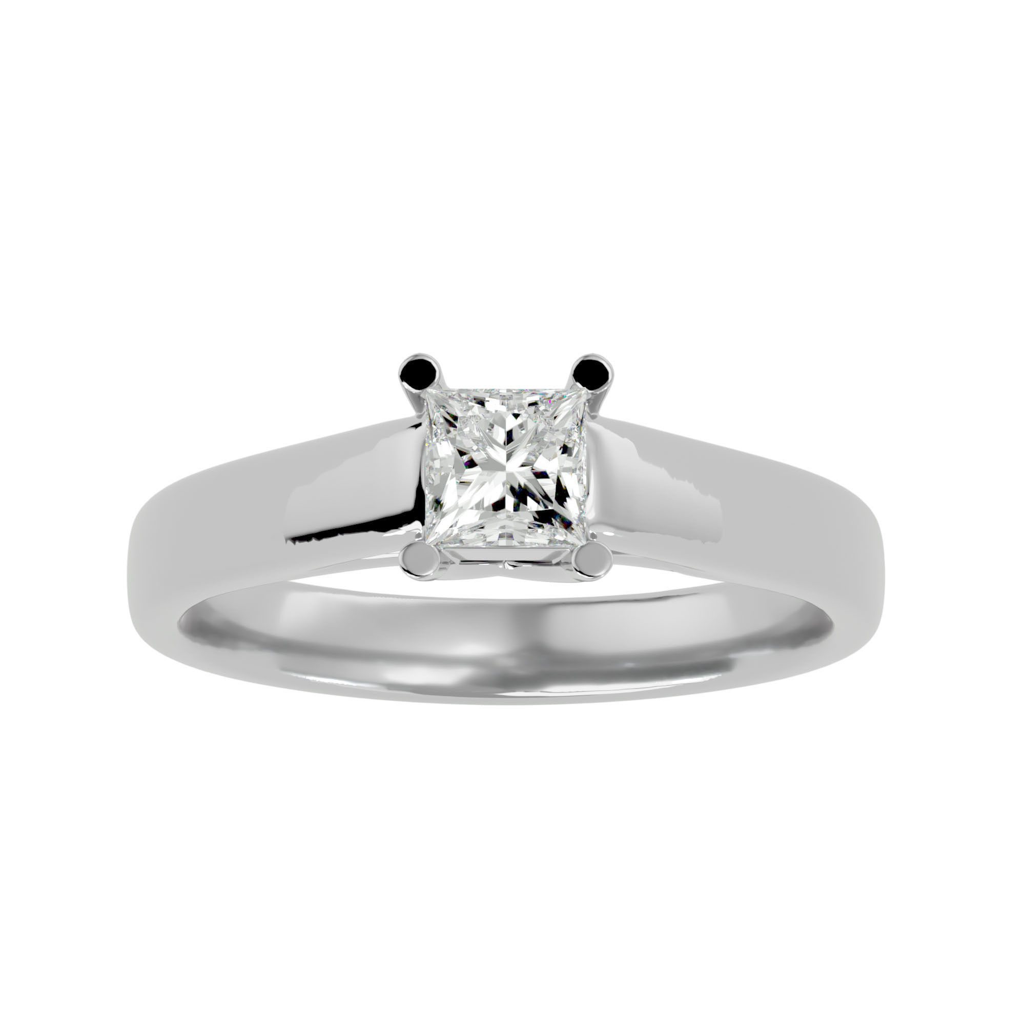 Single Princess diamond Women solitaire ring with 360 View 3D print model_3