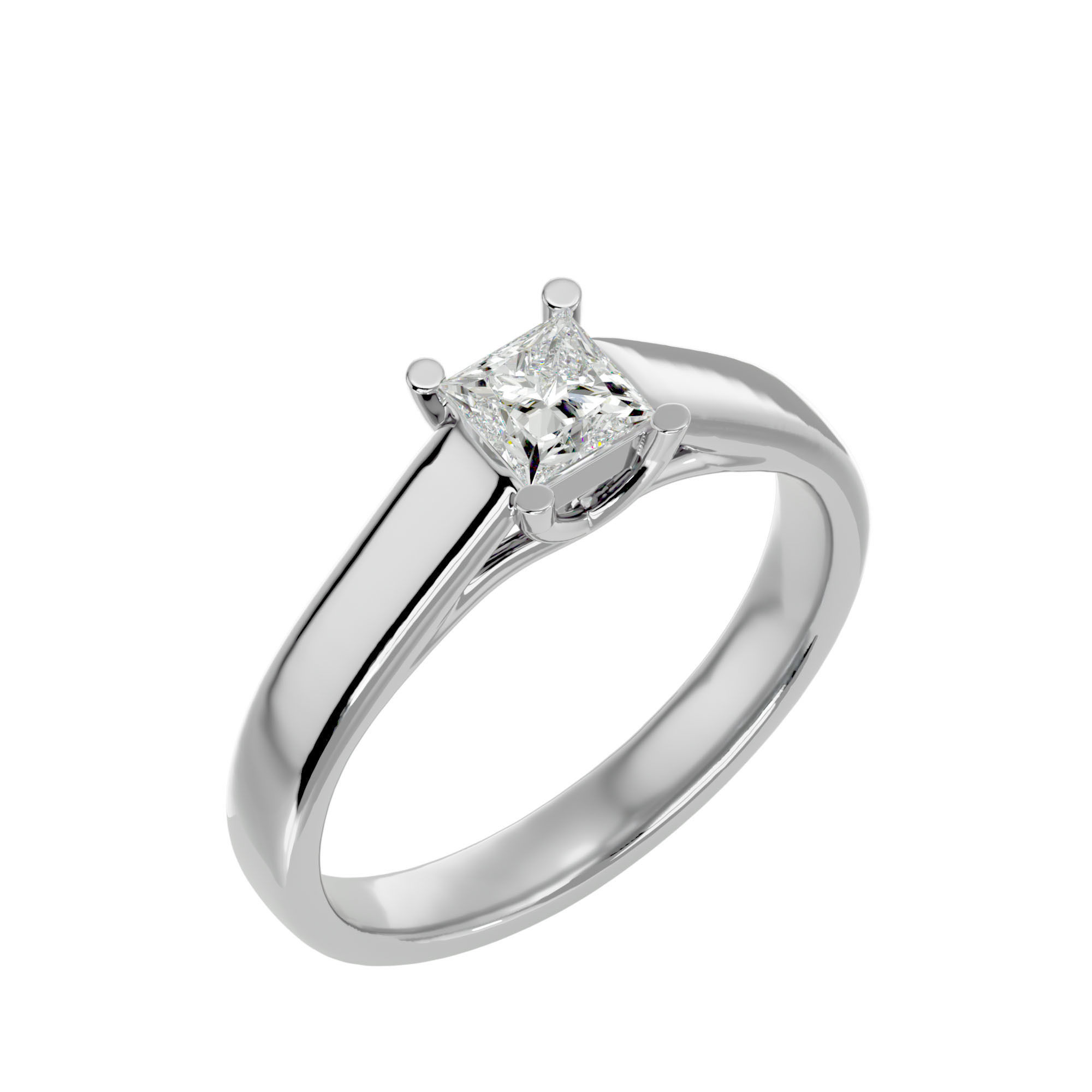 Single Princess diamond Women solitaire ring with 360 View 3D print model_11