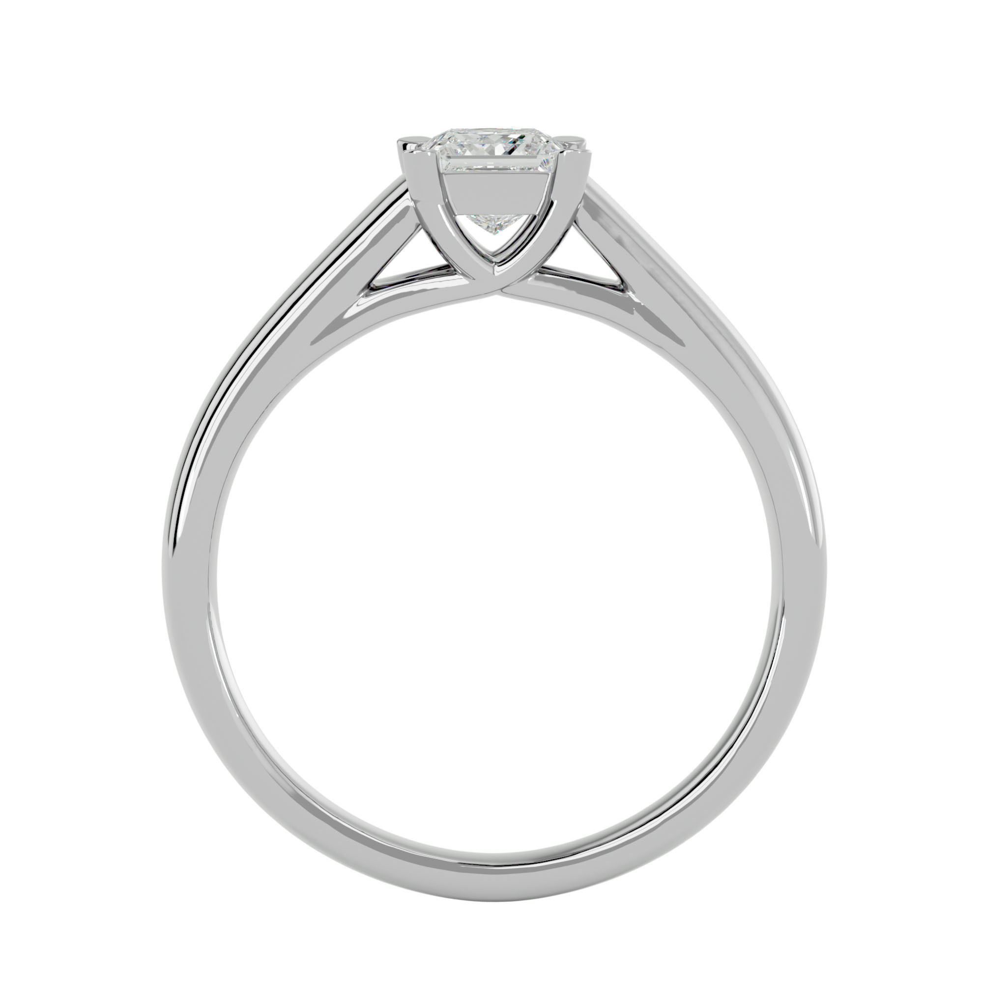 Single Princess diamond Women solitaire ring with 360 View 3D print model_4