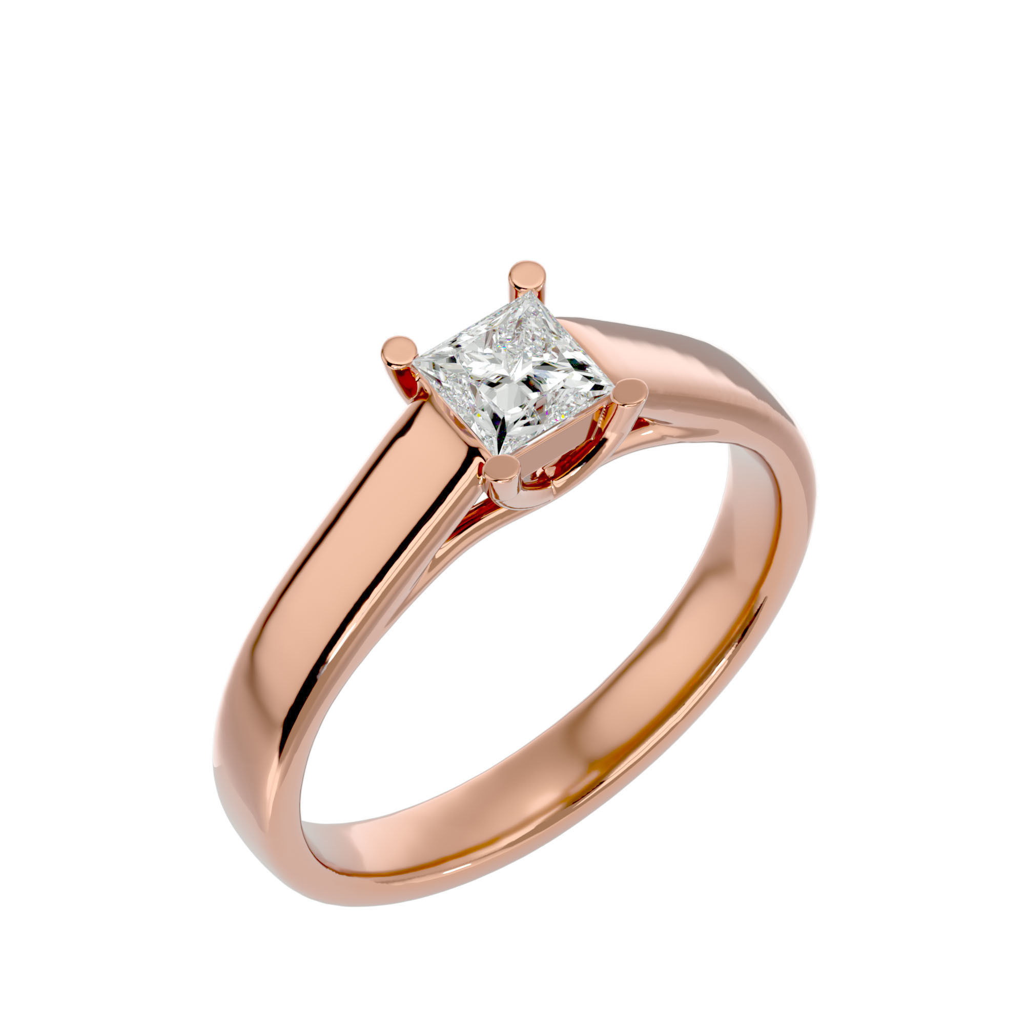 Single Princess diamond Women solitaire ring with 360 View 3D print model_13