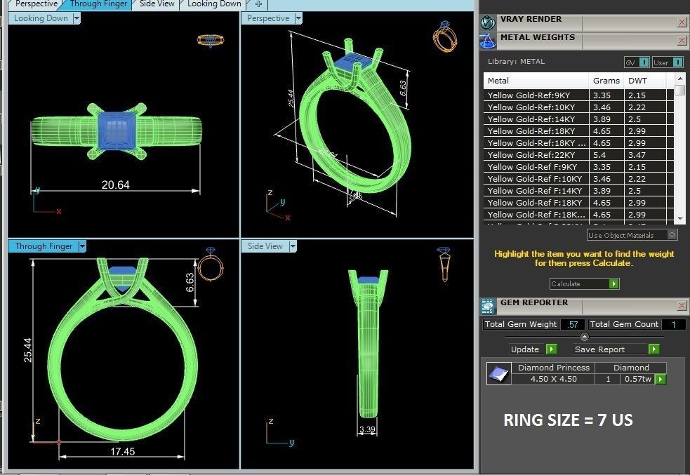 Single Princess diamond Women solitaire ring with 360 View 3D print model_8