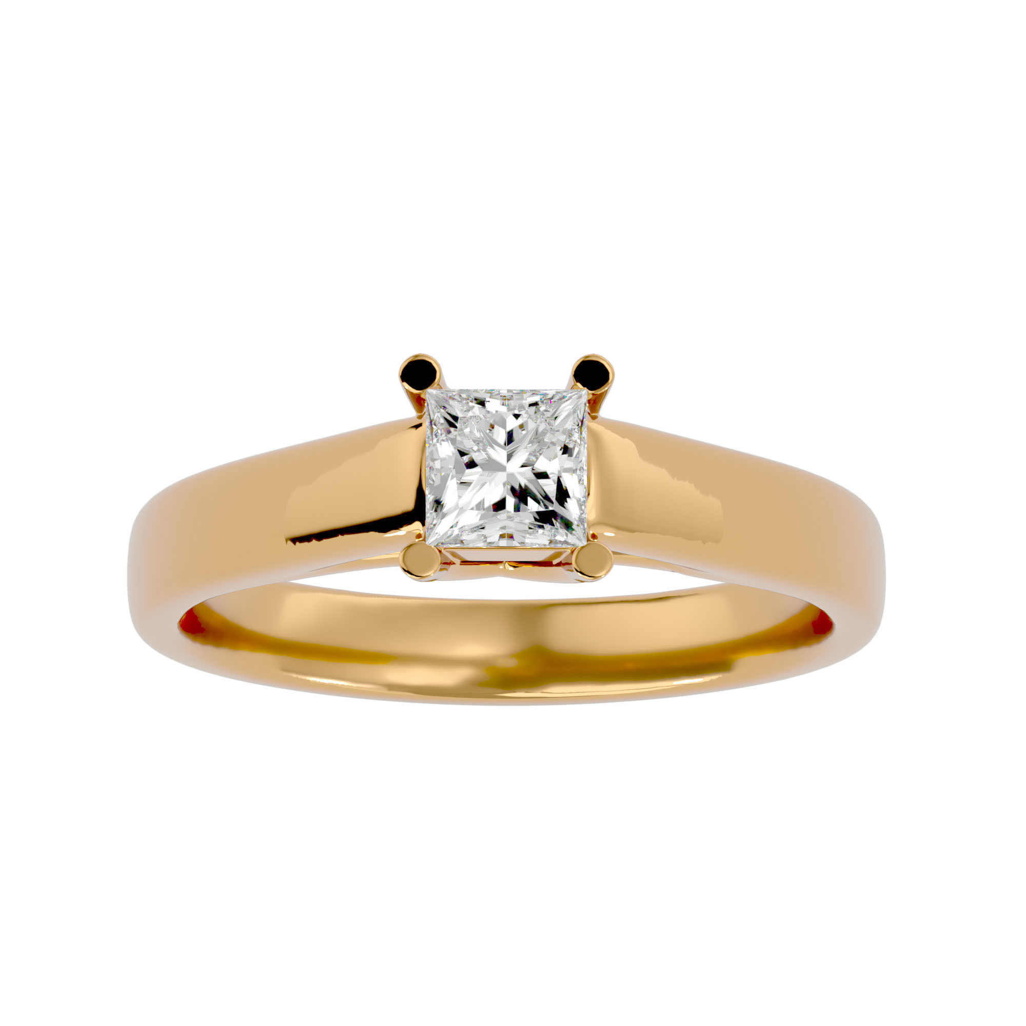 Single Princess diamond Women solitaire ring with 360 View 3D print model_2