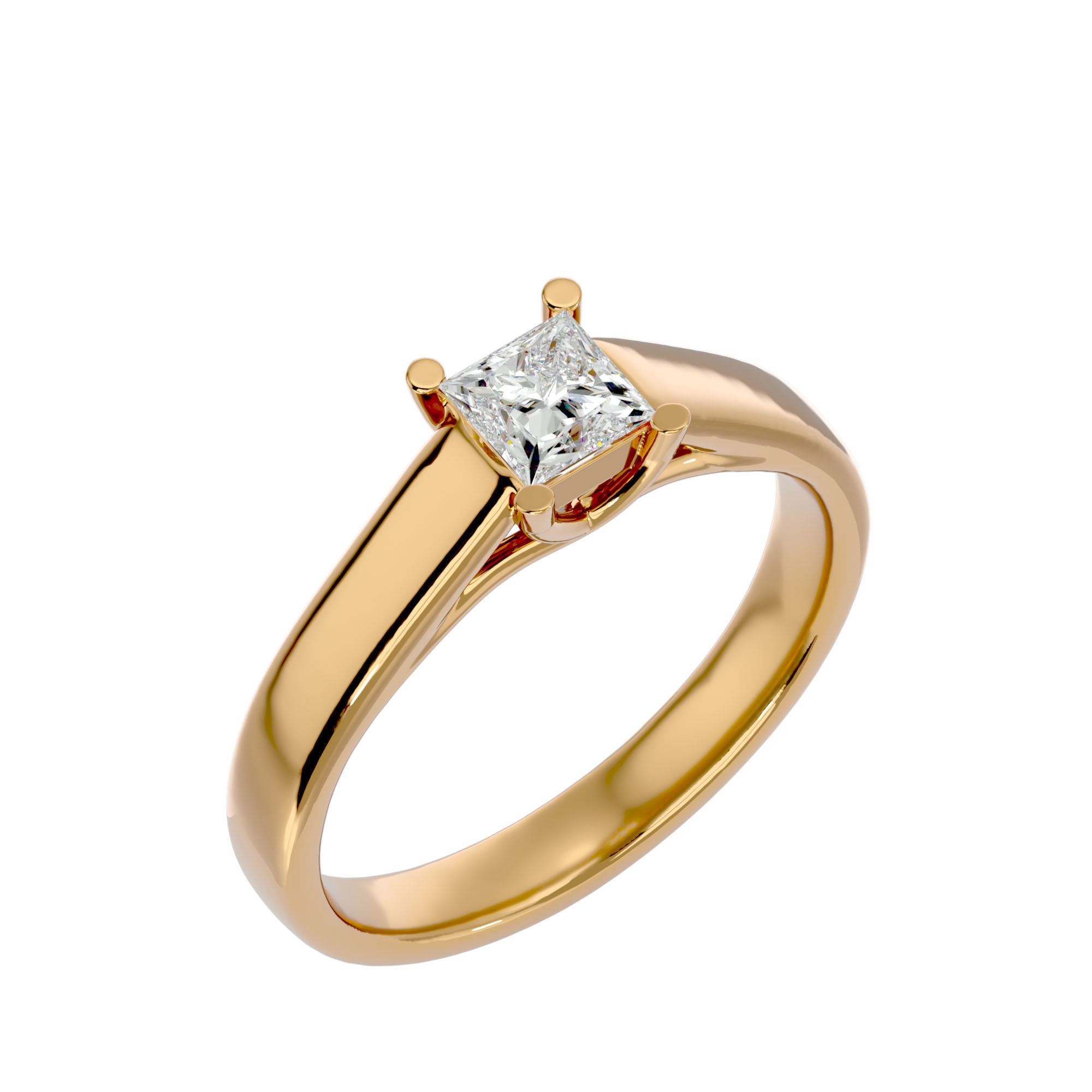 Single Princess diamond Women solitaire ring with 360 View 3D print model_12