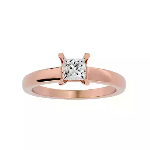 Single Princess diamond Women solitaire ring with 360 View 3D print model