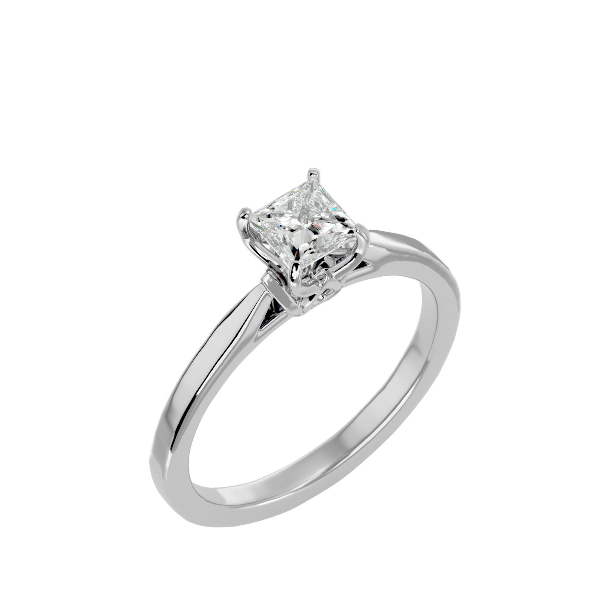 Single Princess diamond Women solitaire ring with 360 View 3D print model_11