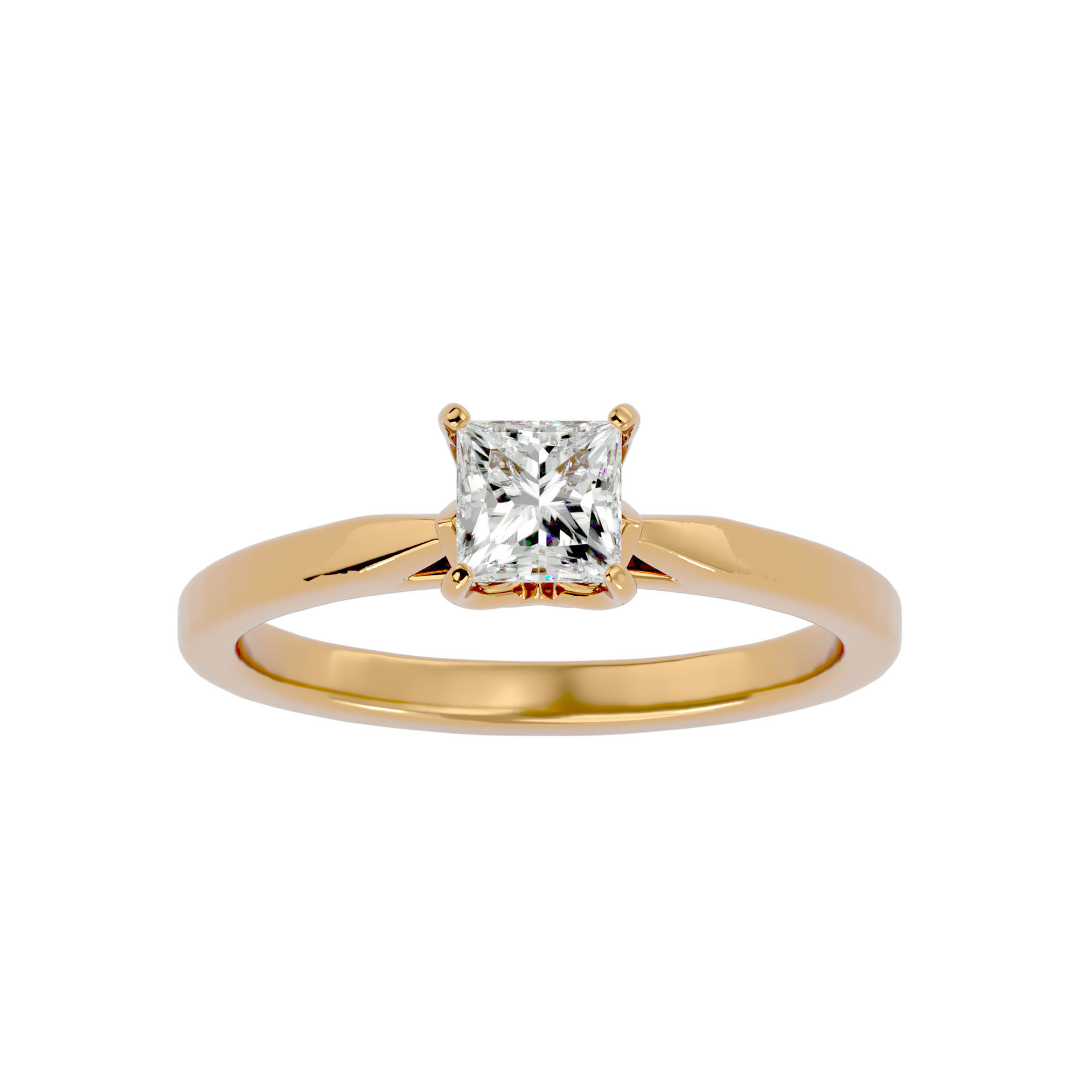 Single Princess diamond Women solitaire ring with 360 View 3D print model_2