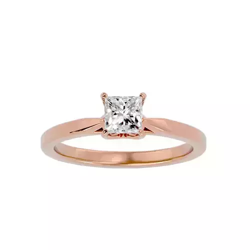 Single Princess diamond Women solitaire ring with 360 View 3D print model