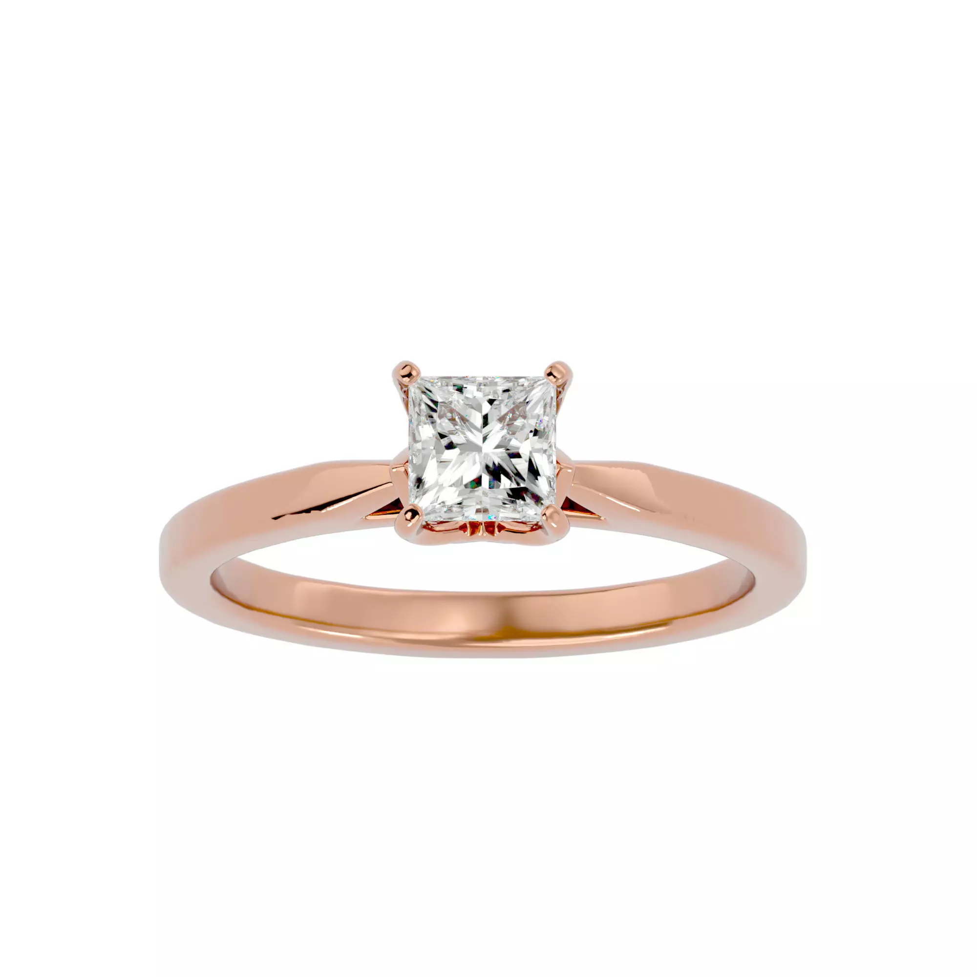 Single Princess diamond Women solitaire ring with 360 View 3D print model_0