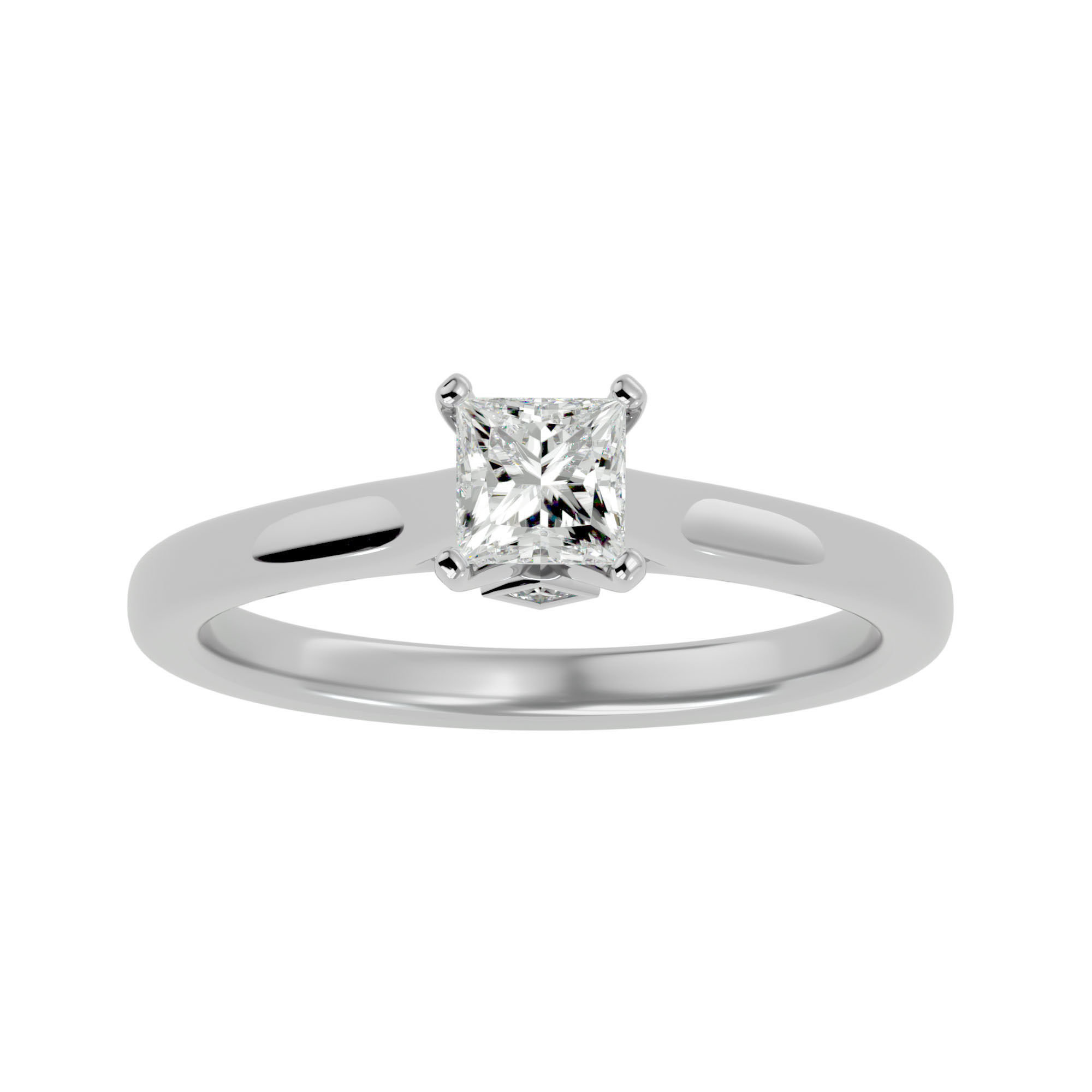 Single Princess diamond Women solitaire ring with 360 View 3D print model_3