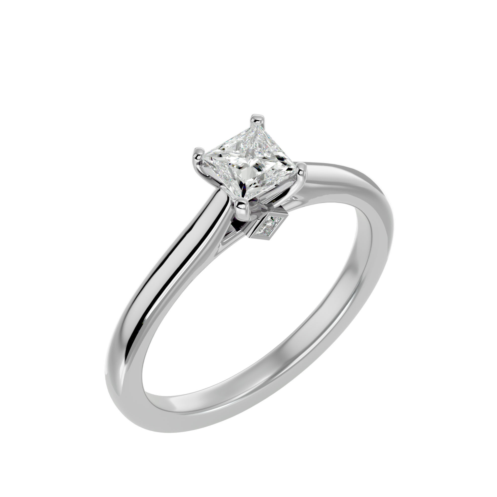 Single Princess diamond Women solitaire ring with 360 View 3D print model_11