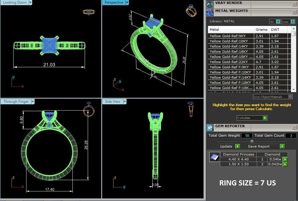 Single Princess diamond Women solitaire ring with 360 View 3D print model_8