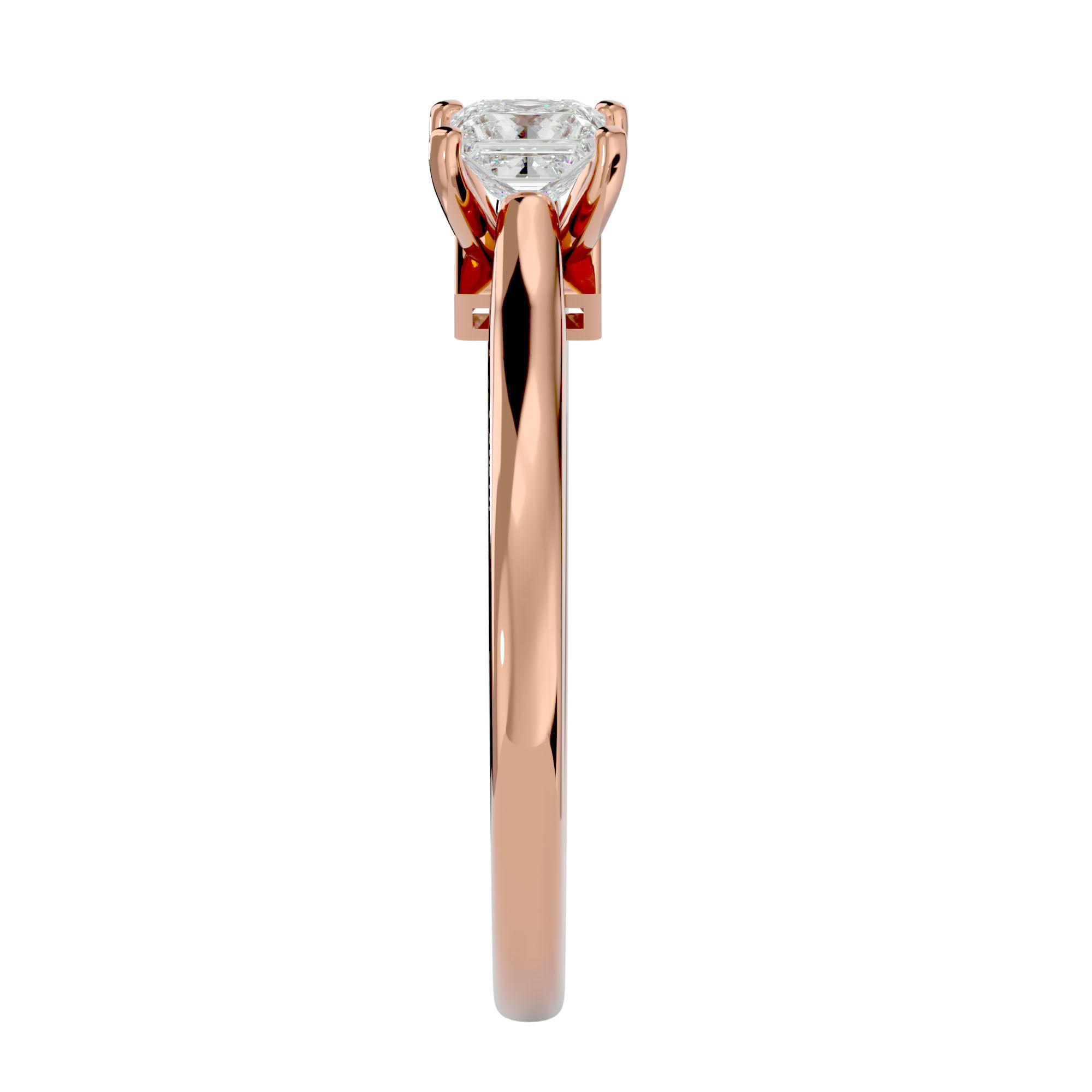 Single Princess diamond Women solitaire ring with 360 View 3D print model_9