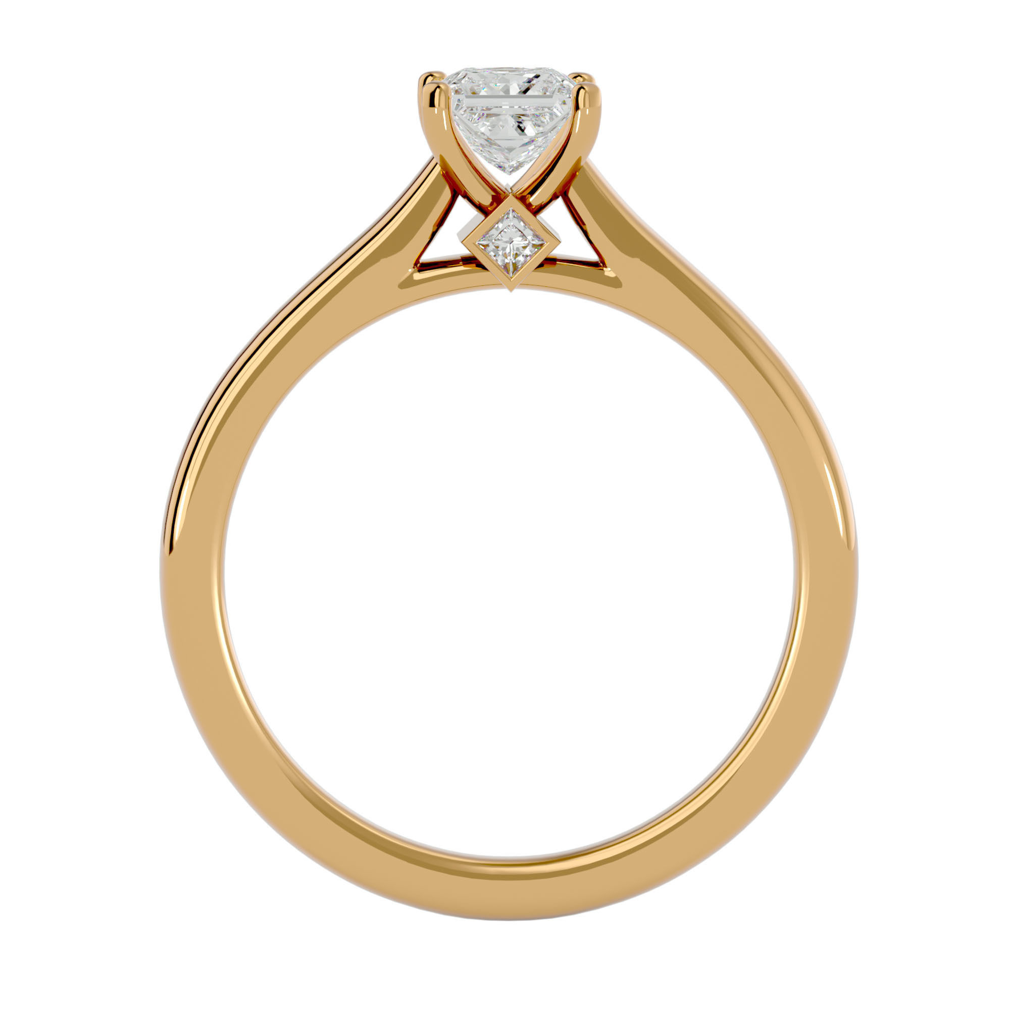 Single Princess diamond Women solitaire ring with 360 View 3D print model_5
