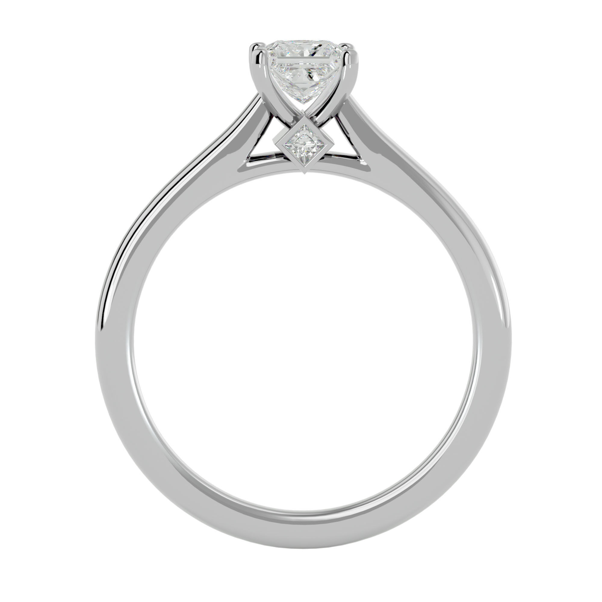 Single Princess diamond Women solitaire ring with 360 View 3D print model_4