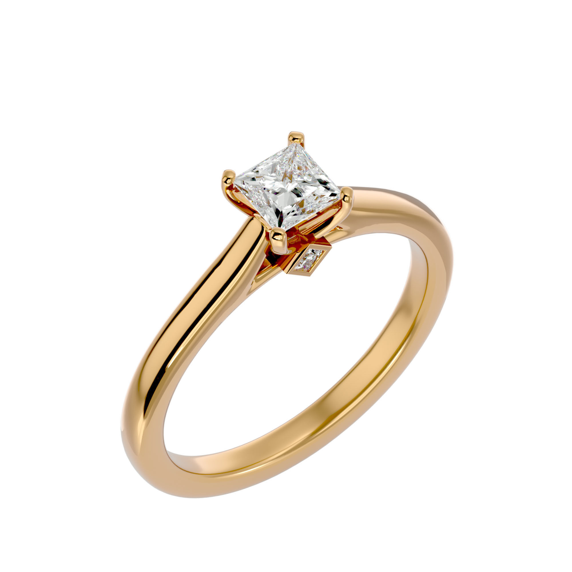 Single Princess diamond Women solitaire ring with 360 View 3D print model_12