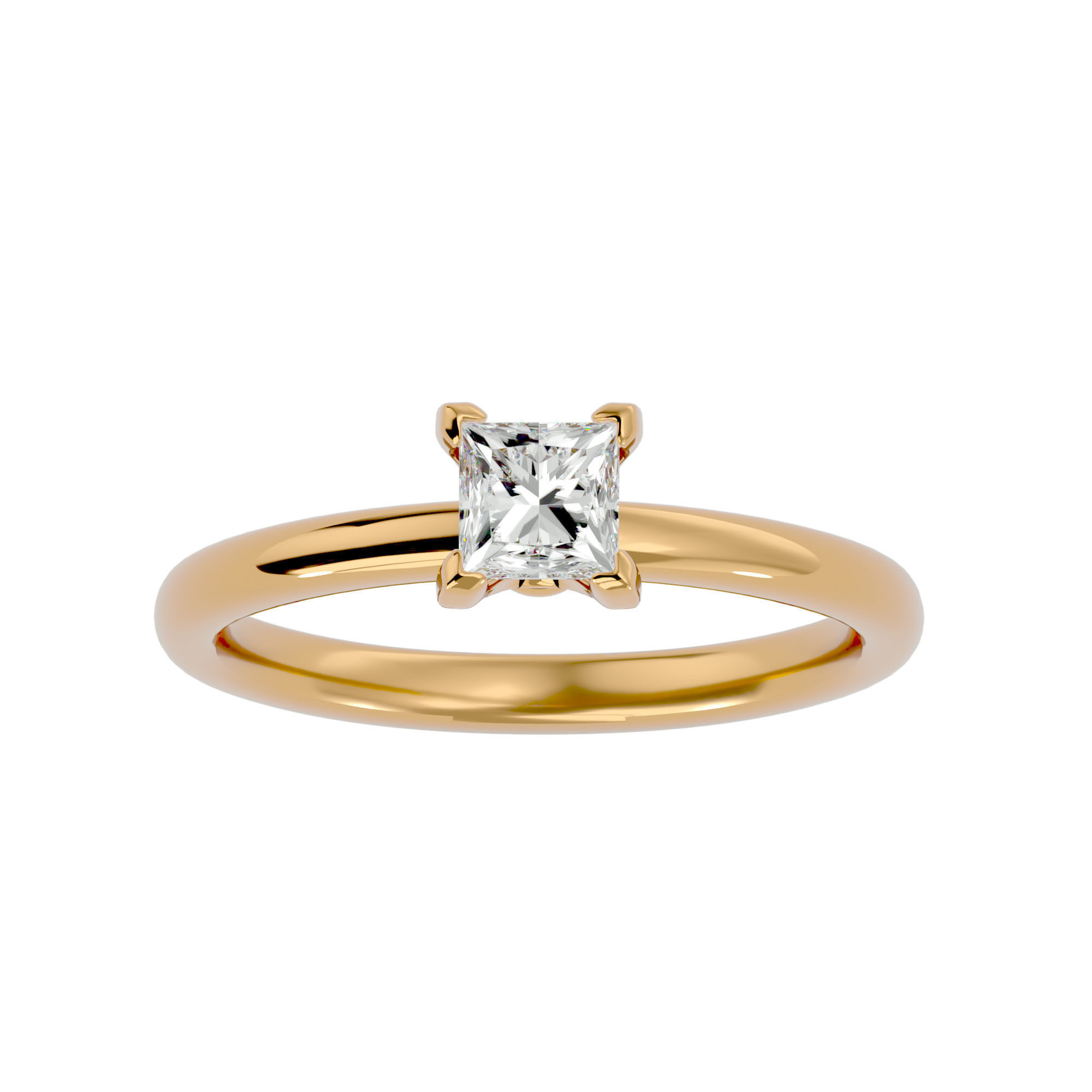 Single Princess diamond Women solitaire ring with 360 View 3D print model_2