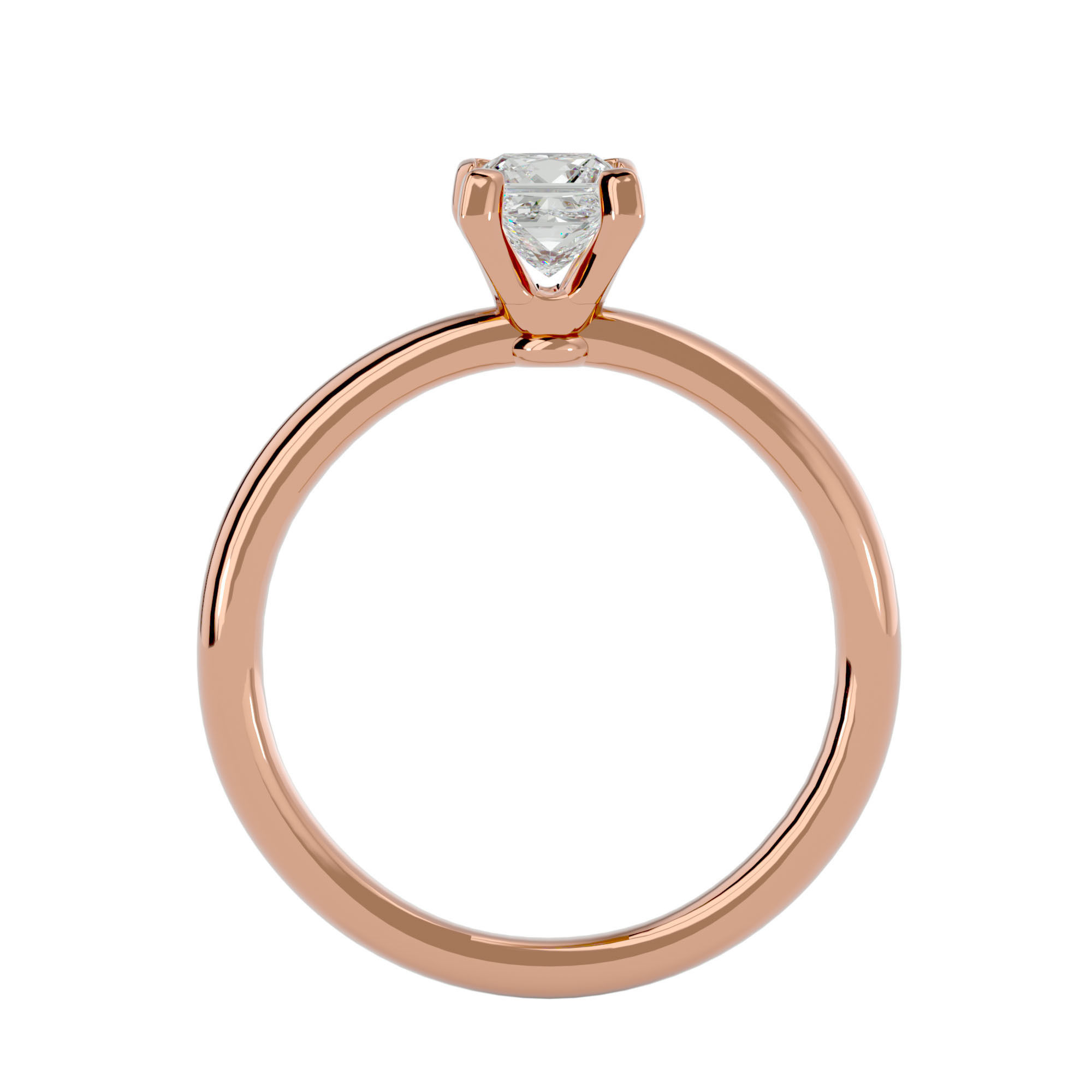 Single Princess diamond Women solitaire ring with 360 View 3D print model_7