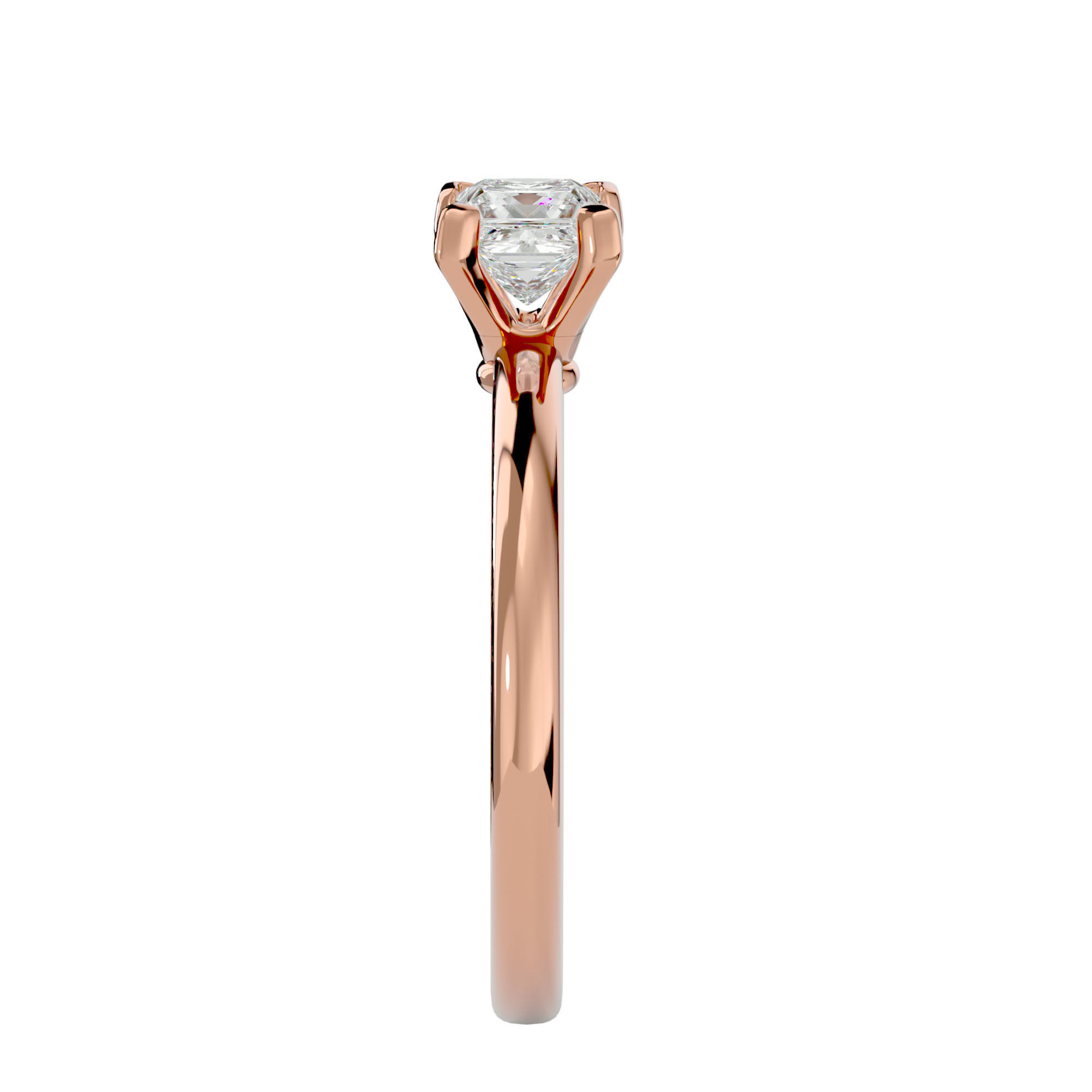 Single Princess diamond Women solitaire ring with 360 View 3D print model_9