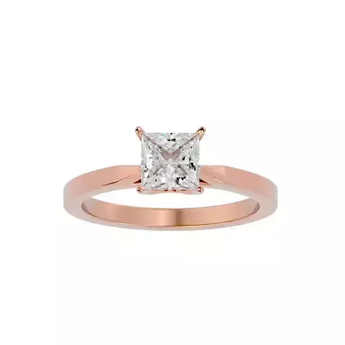 Single Princess diamond Women solitaire ring with 360 View 3D print model