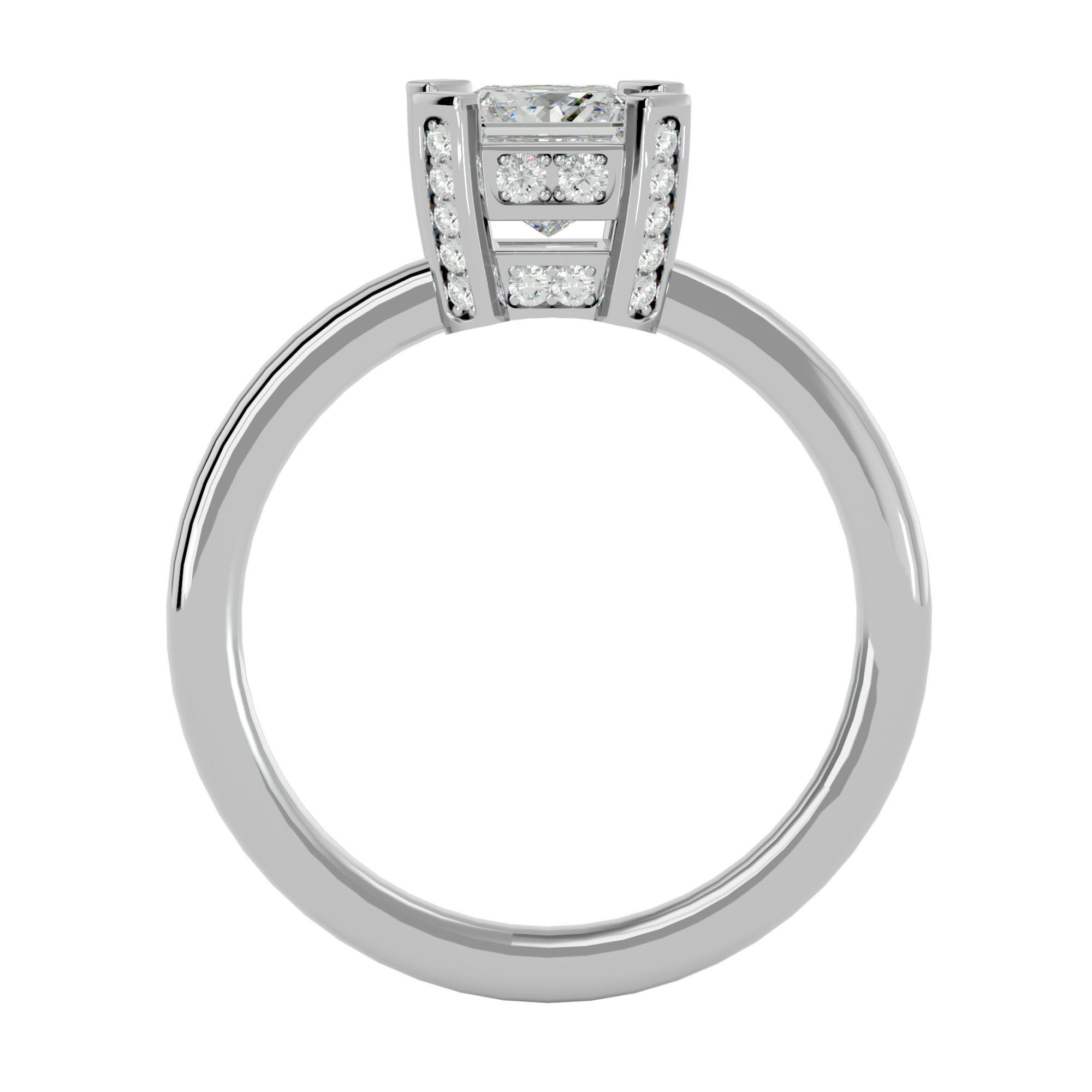 Single Princess diamond Women solitaire ring with 360 View 3D print model_4