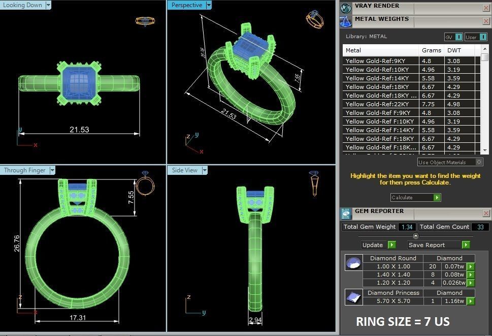 Single Princess diamond Women solitaire ring with 360 View 3D print model_6